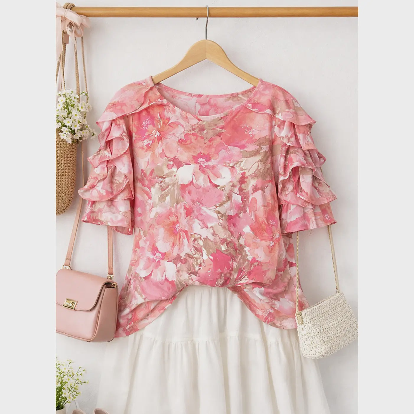 CURVY RUFFLE WATER BLOOM TOP