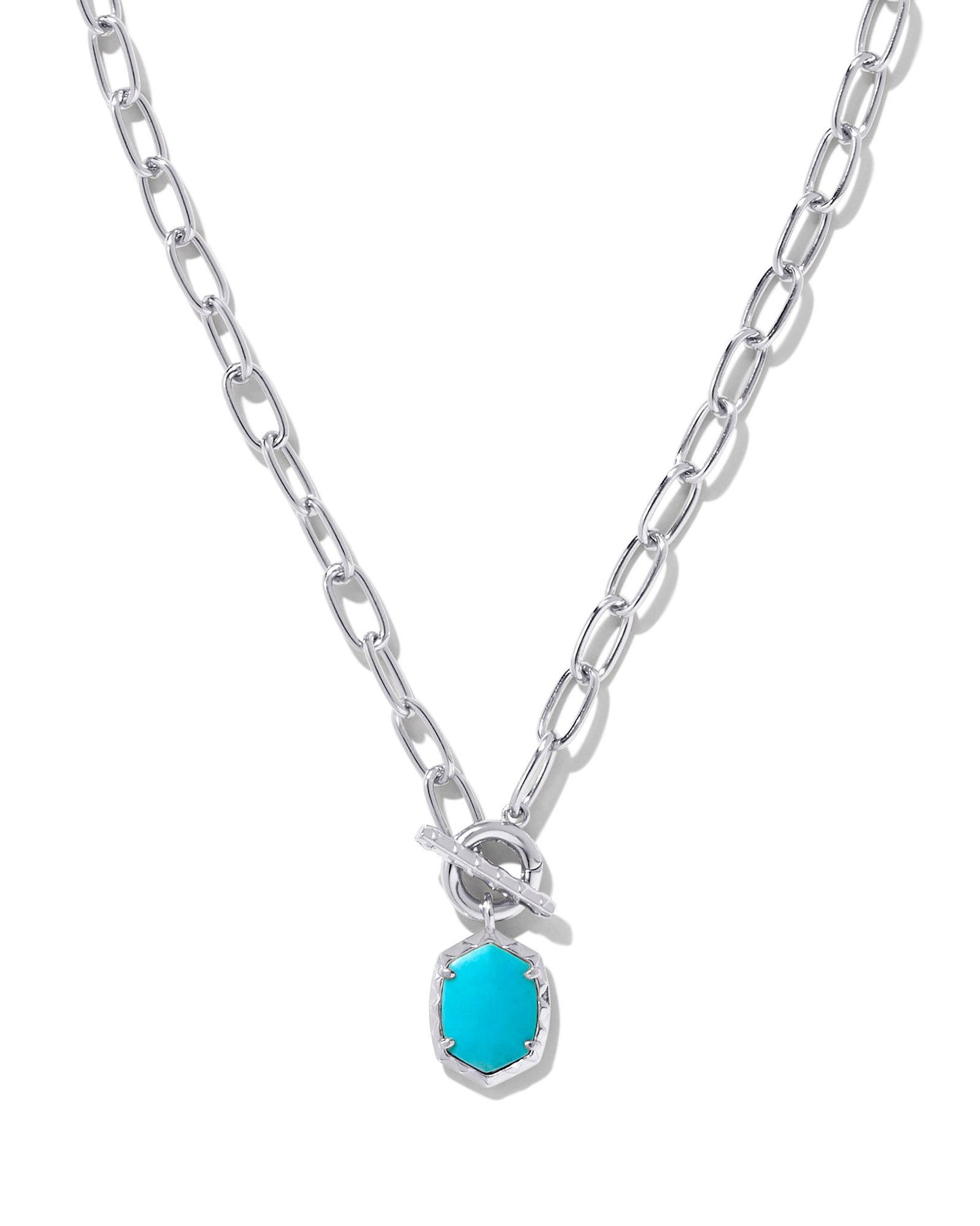 DAPHNE LINK AND CHAIN NECKLACE SILVER VARIEGATED TURQUOISE MAGNESITE