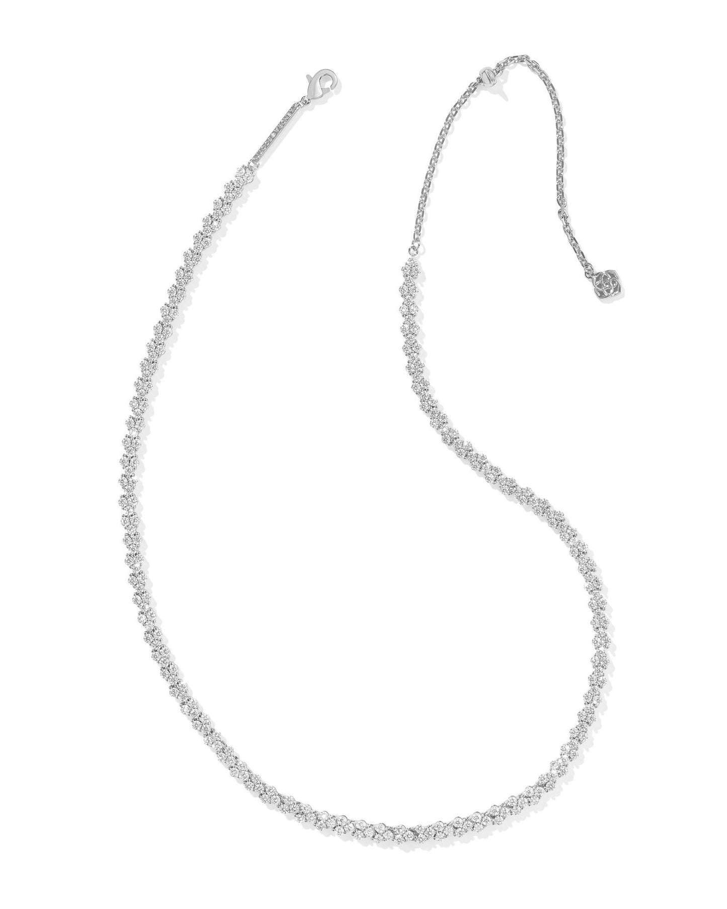 EMERY TENNIS NECKLACE SILVER WHITE CRYSTAL