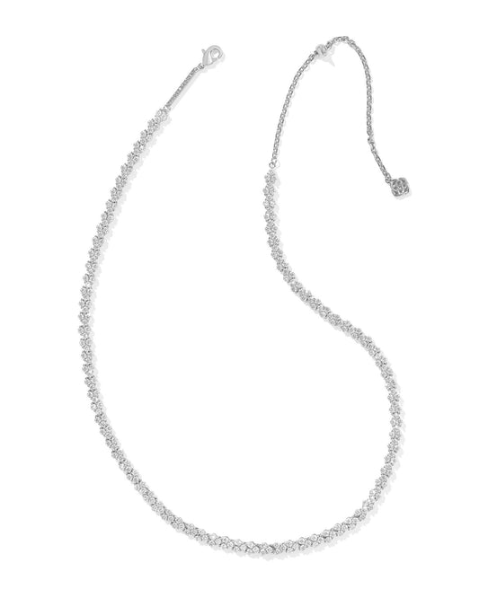 EMERY TENNIS NECKLACE SILVER WHITE CRYSTAL