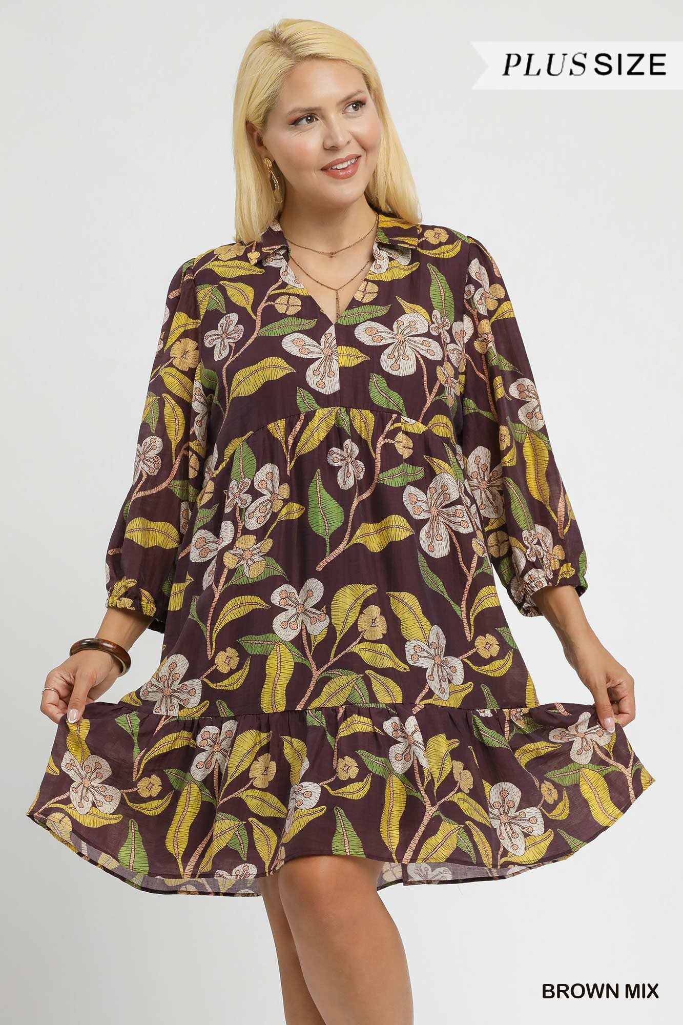 CURVY TROPICAL FLORAL DRESS