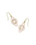 ABBIE MEDALLION SMALL DROP EARRINGS GOLD PINK MIX
