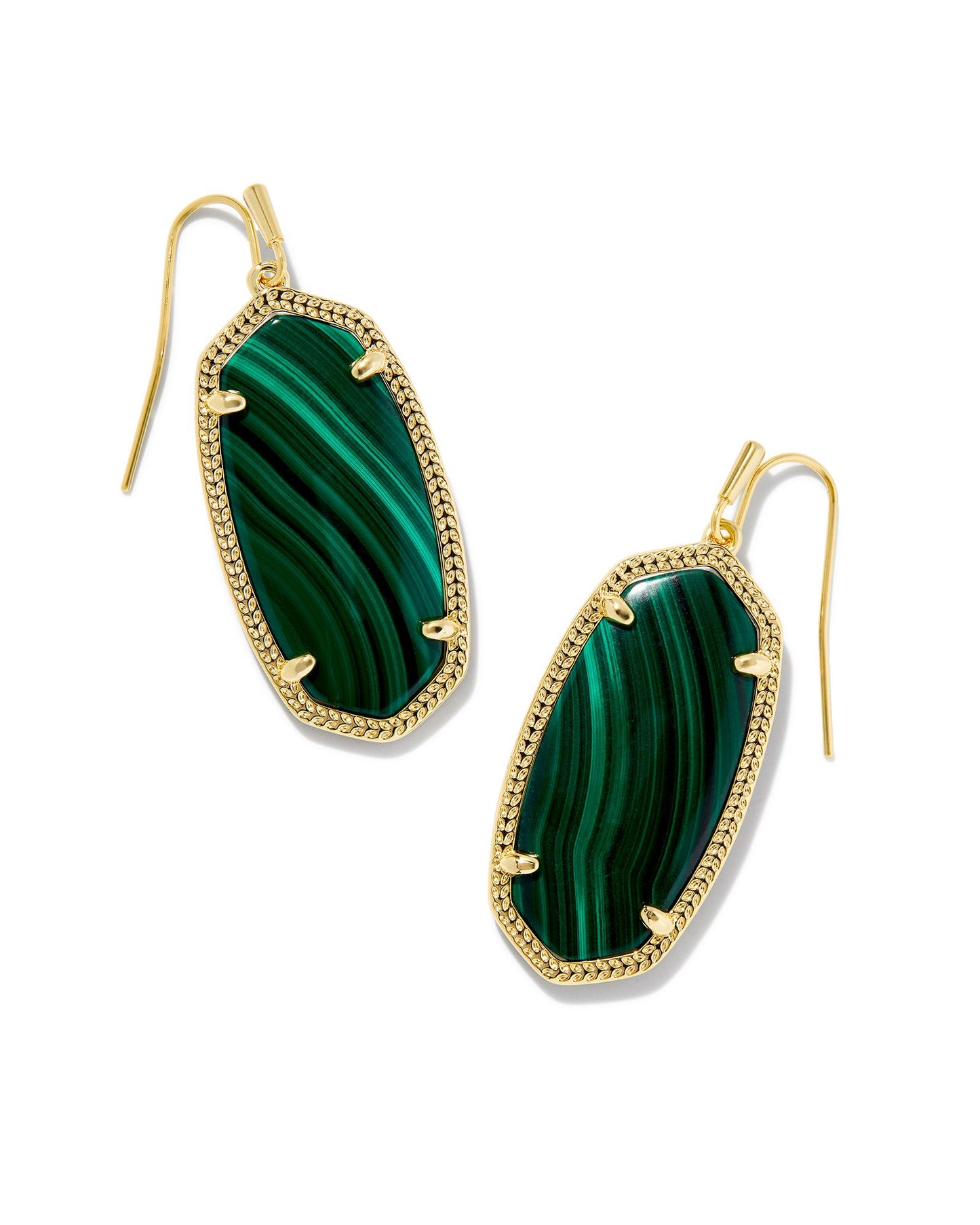 ELLE DROP EARRINGS GOLD GREEN MALACHITE