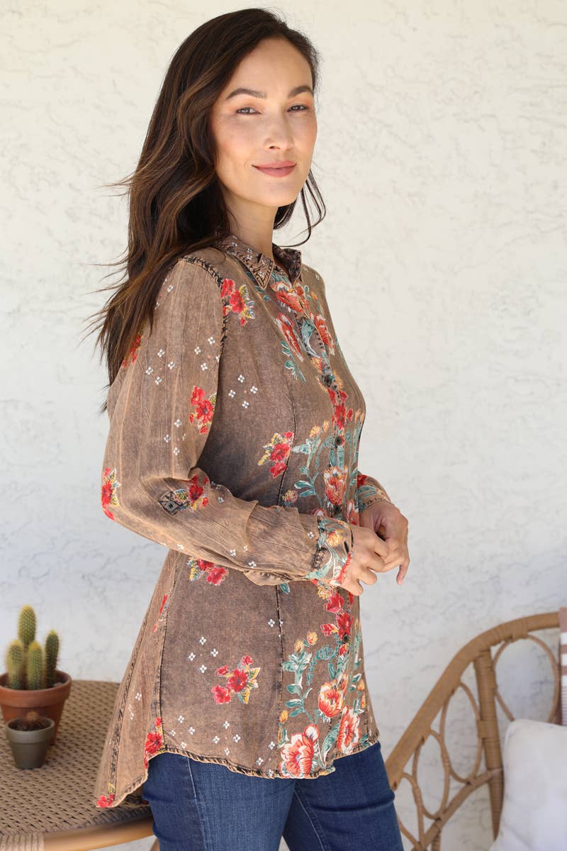 E2R17-A652 BUTTON DOWN LATTICE BACK TOP