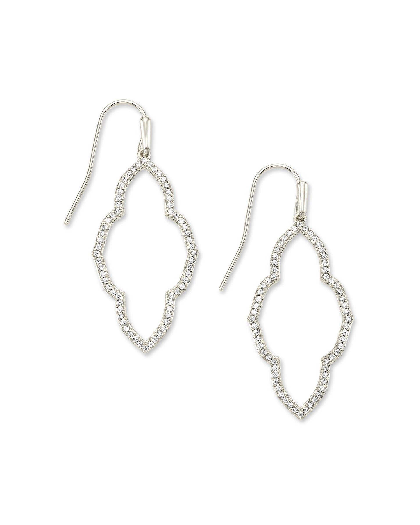 ABBIE SMALL OPEN FRAME EARRINGS RHODIUM METAL