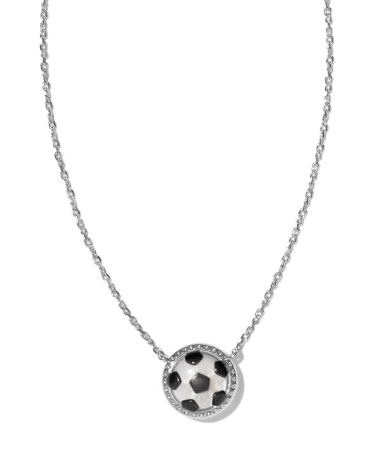 SOCCER SHORT PENDANT NECKLACE SILVER IVORY