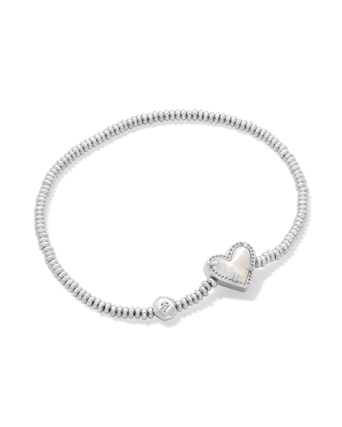 ARI HEART STRETCH BRACELET SILVER IVORY MOP