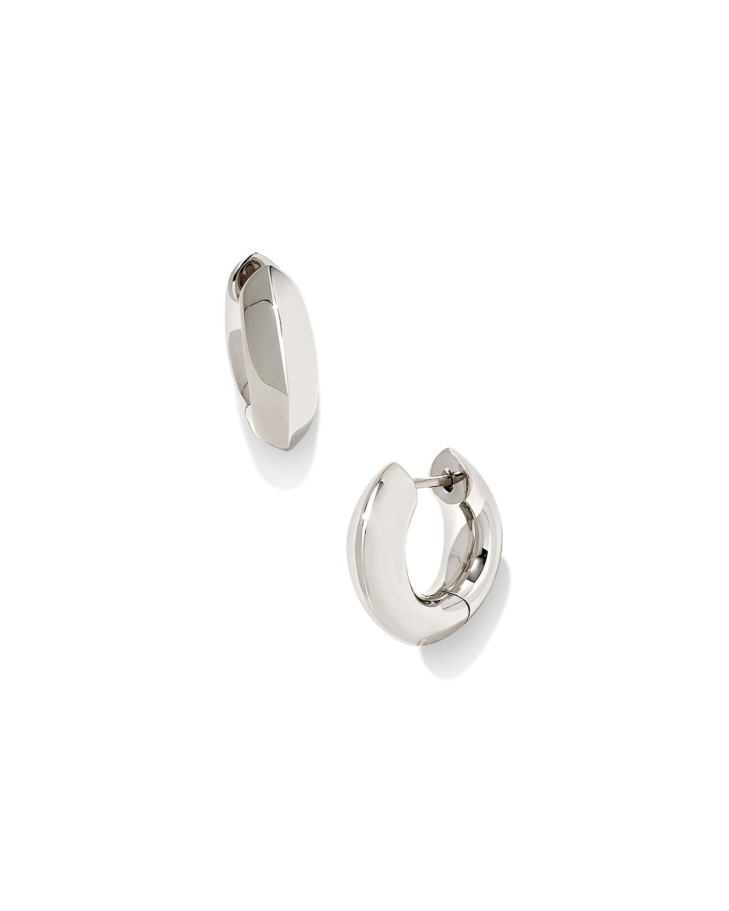 MIKKI METAL HUGGIE EARRINGS POLISHED SILVER