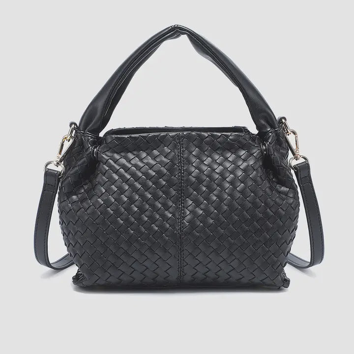 BLACK WOVEN CROSSBODY