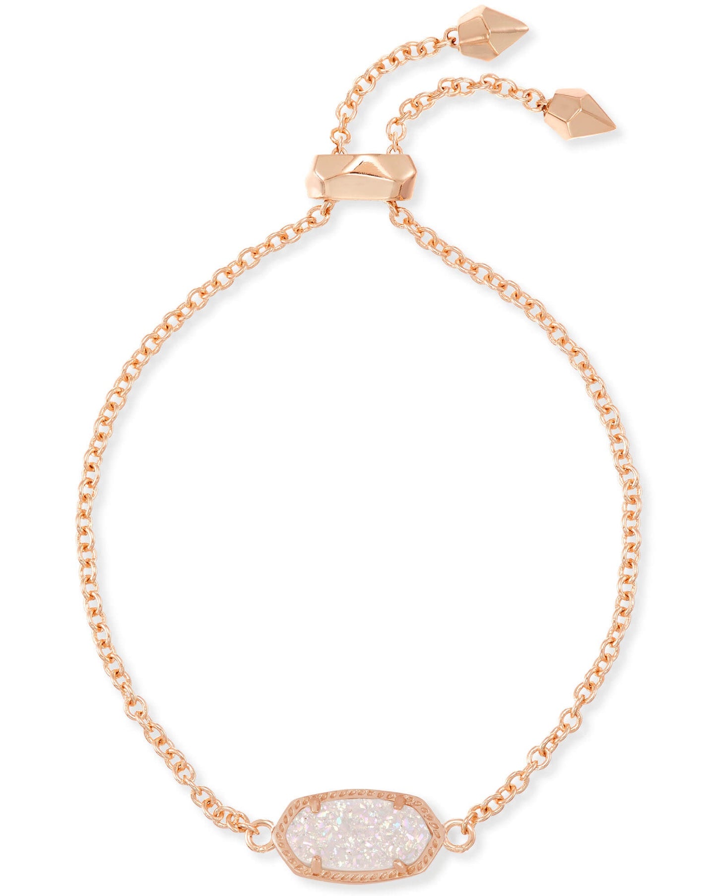 ELAINA DELICATE CHAIN BRACELET ROSE GOLD IRIDESCENT DRUSY