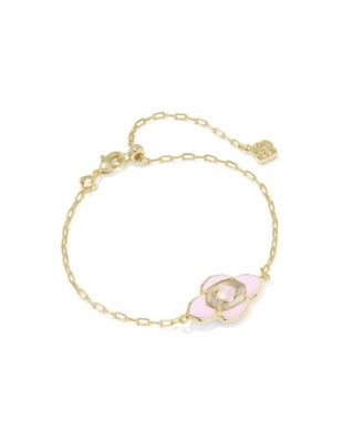 ABBIE MEDALLION DELICATE CHAIN BRACELET GOLD PINK MIX