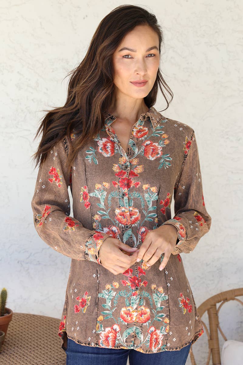 E2R17-A652 BUTTON DOWN LATTICE BACK TOP
