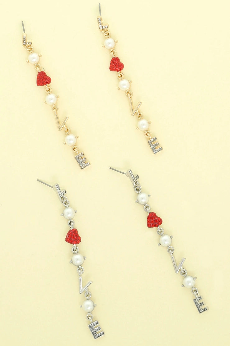 Valentine Theme Jeweled Linear Earrings