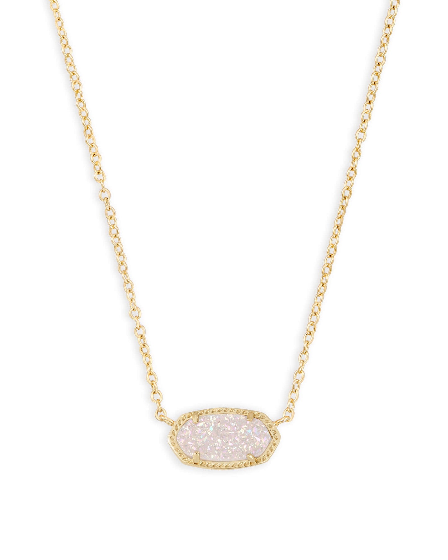 ELISA SHORT PENDANT NECKLACE GOLD IRIDESCENT DRUSY