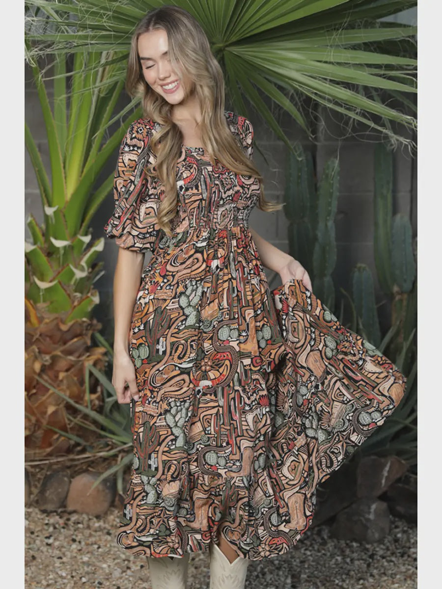 CACTUS SMOCKED DRESS