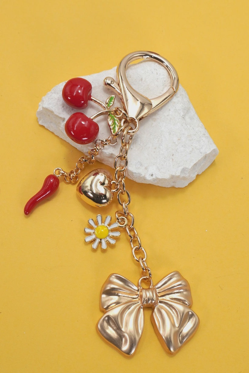 Bag Charm- Cherry Red Pepper Bow Charms