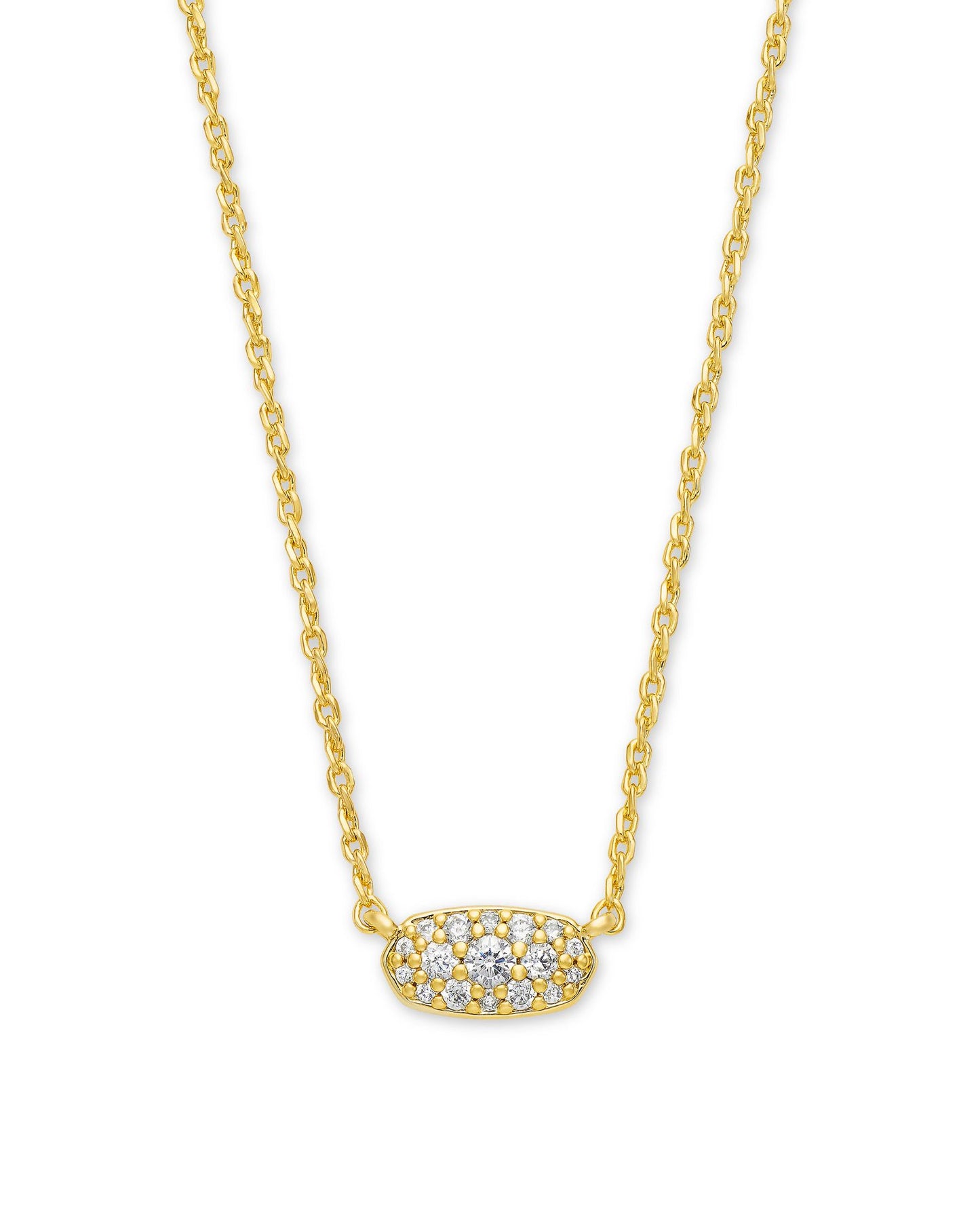 GRAYSON CRYSTAL PENDANT NECKLACE GOLD METAL WHITE CZ