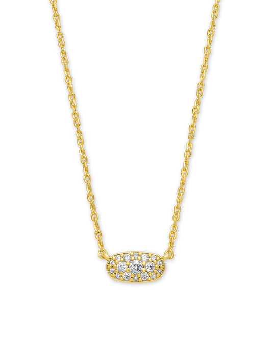 GRAYSON CRYSTAL PENDANT NECKLACE GOLD METAL WHITE CZ