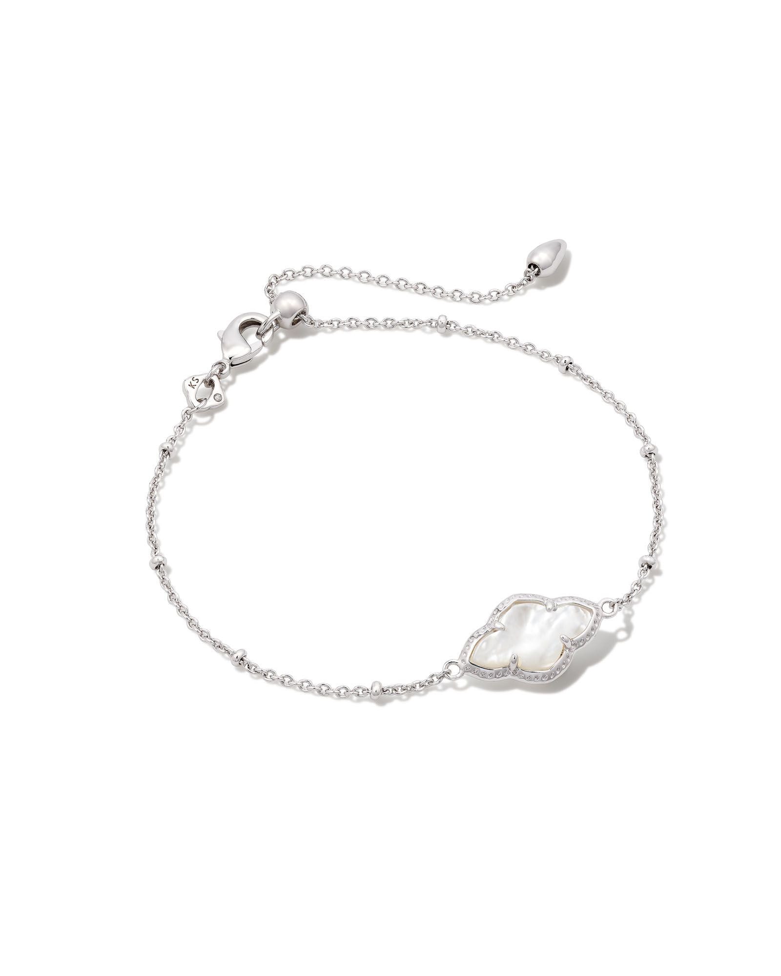 ABBIE SATELLITE CHAIN BRACELET SILVER IVORY MOTHER OF PEARL