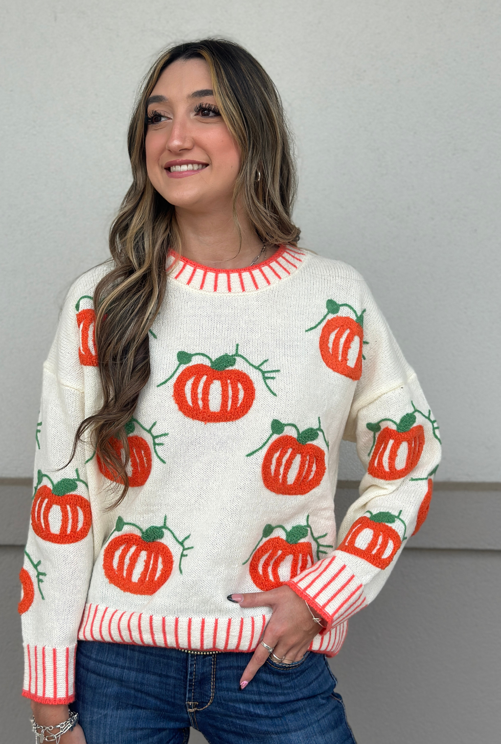THANKSGIVING PUMPKIN KNIT SWEATER