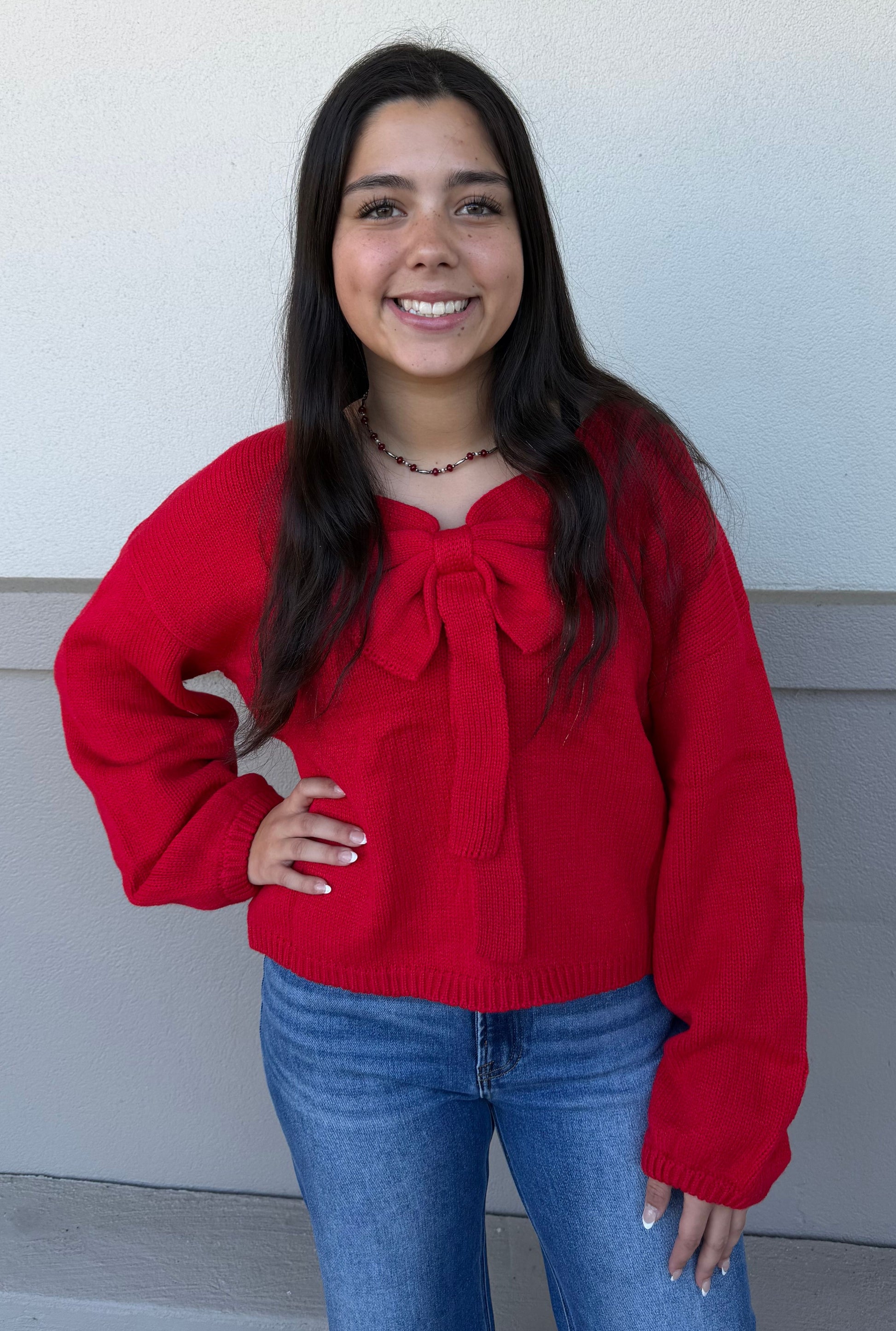 RED BOW SWEATER