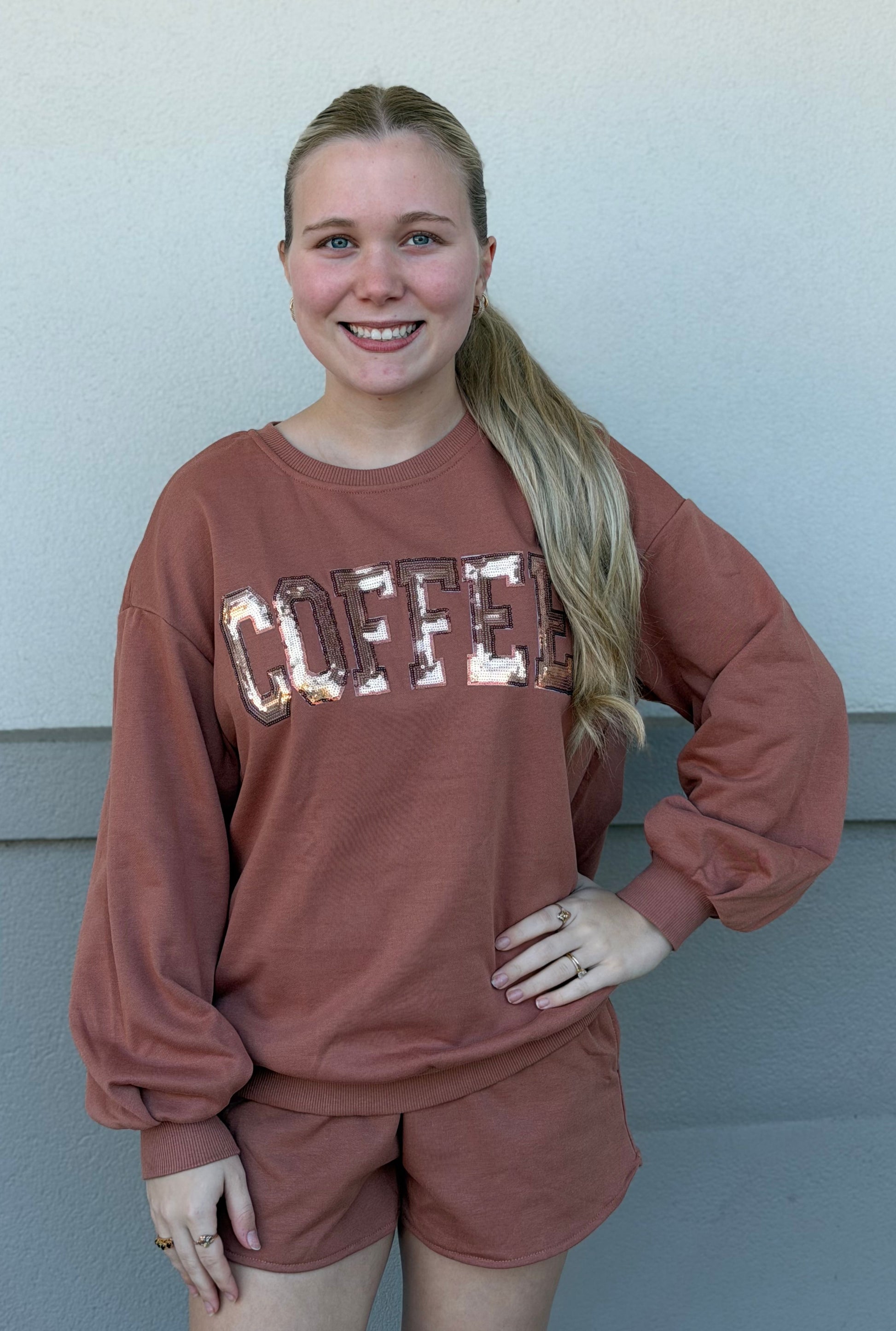 BROWN COFFEE SEQUIN SET