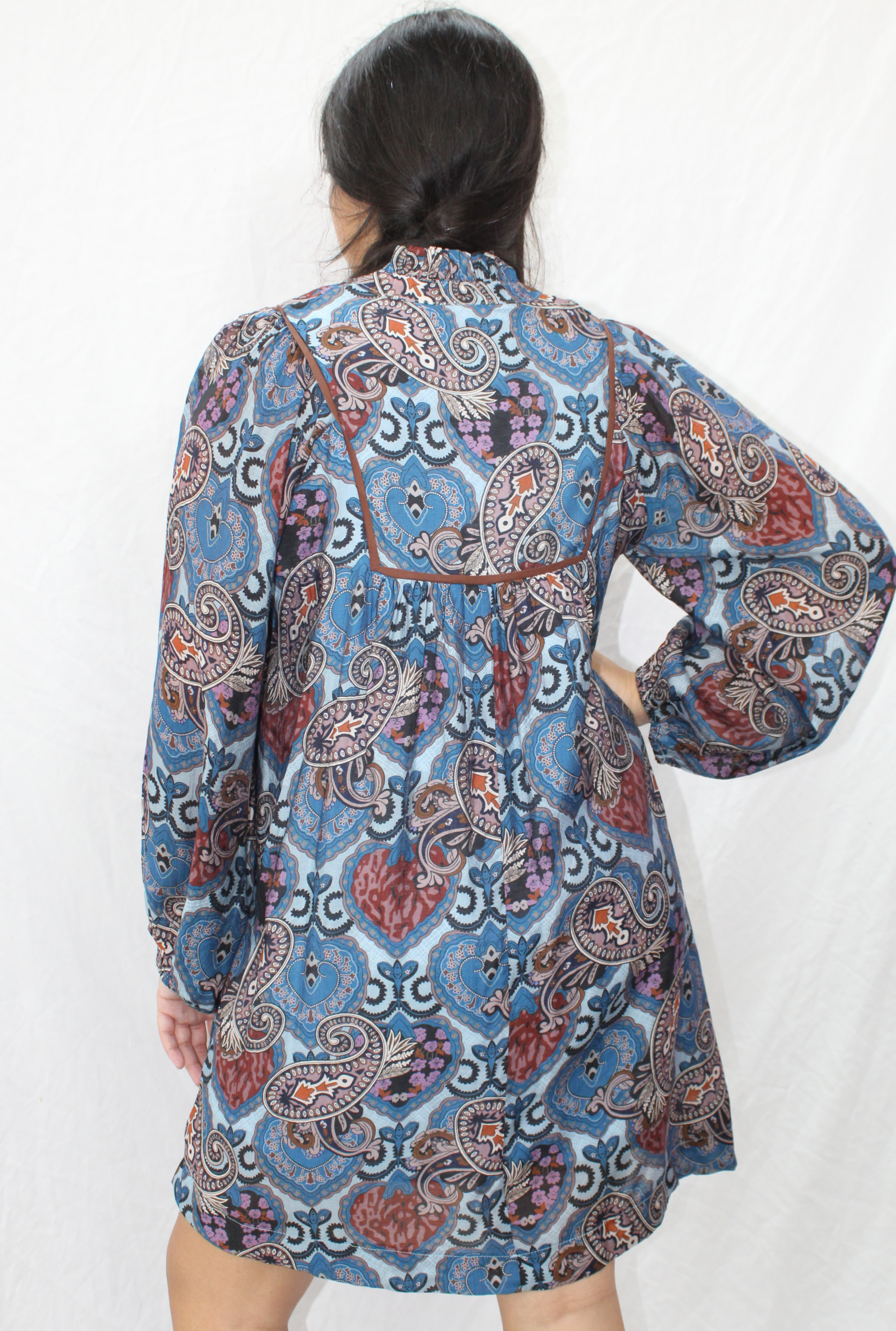 BLUE BOHO MIX DRESS