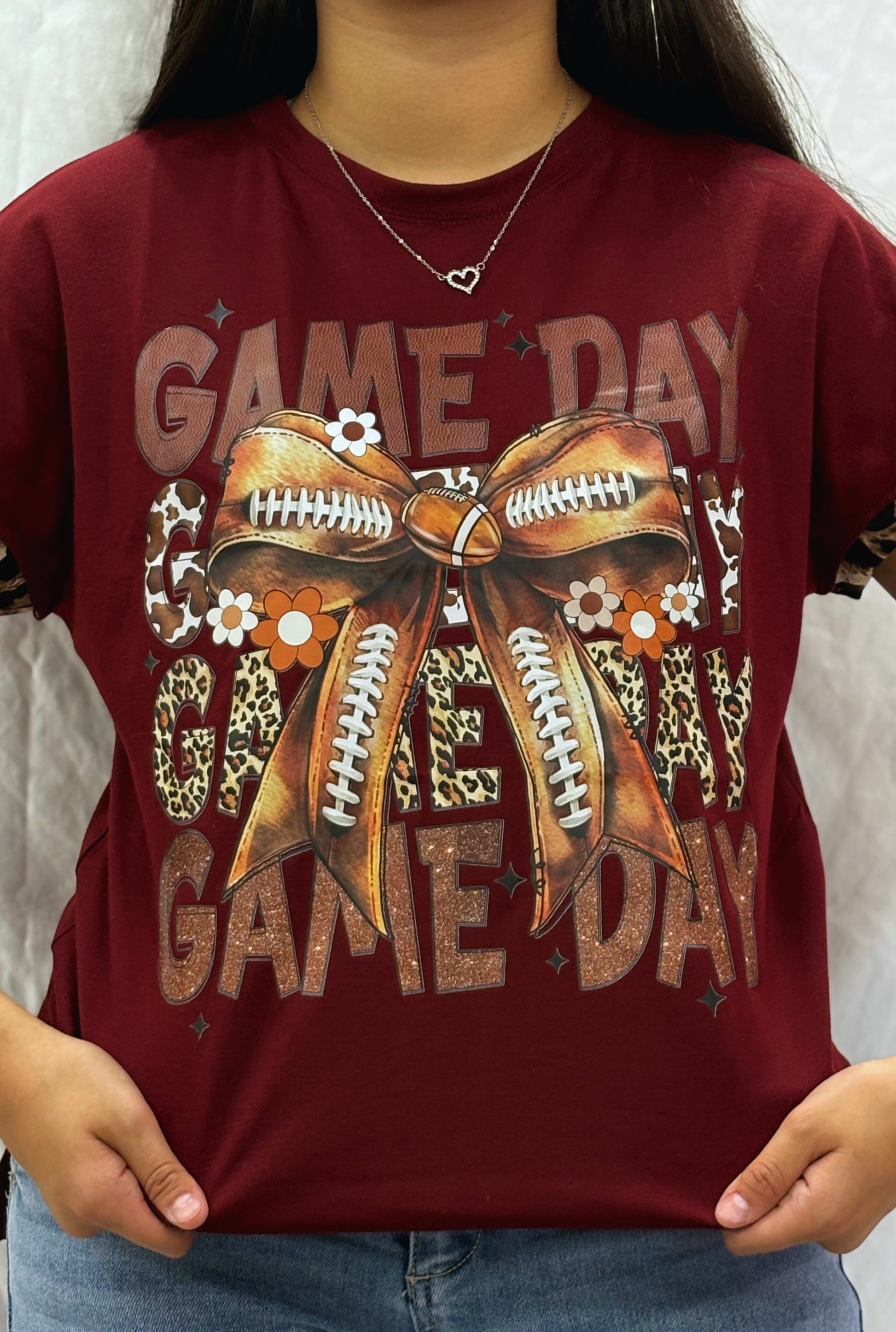 LEOPARD MAROON GAME DAY GRAPHIC TEE
