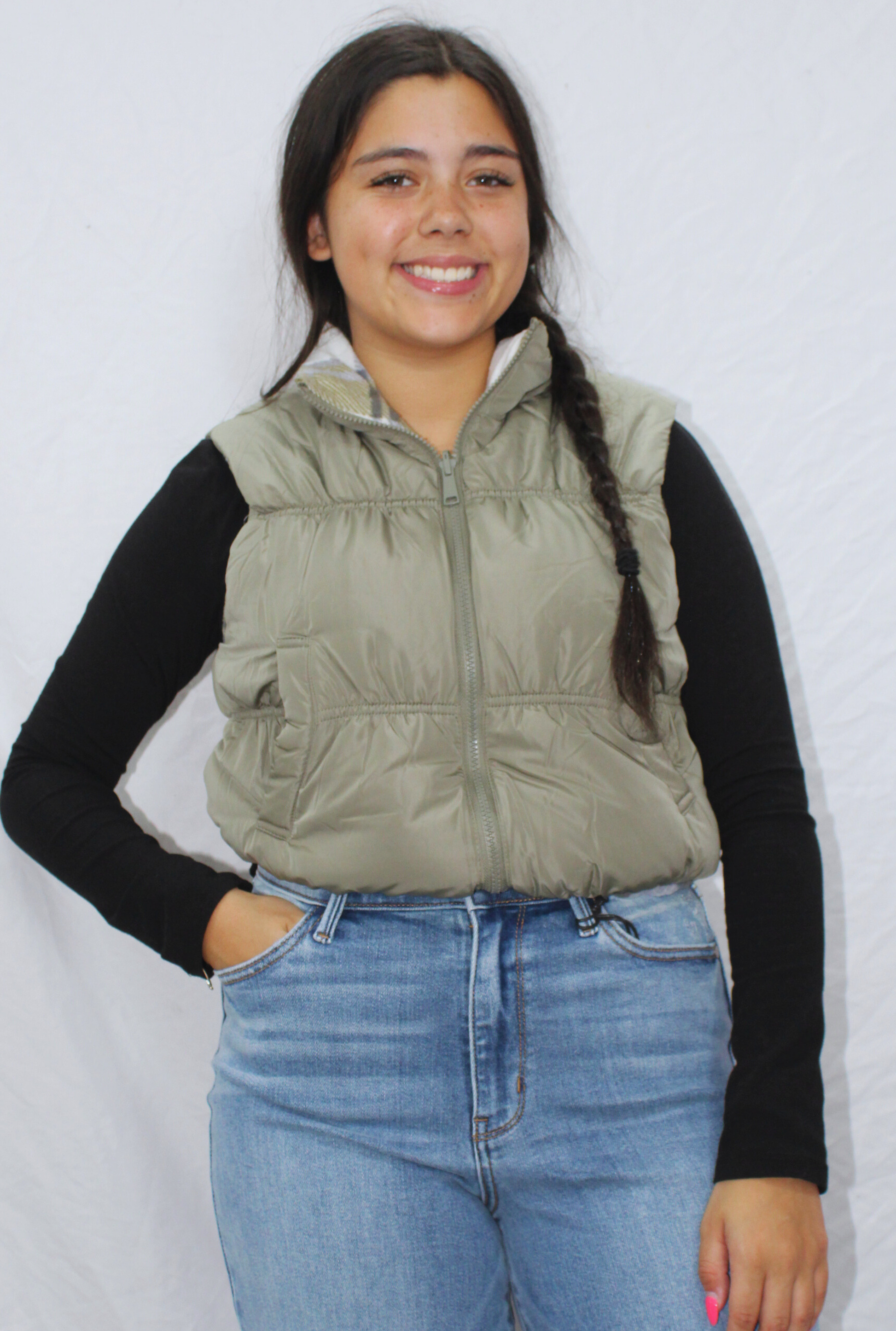 OLIVE REVERSIBLE PUFFER VEST