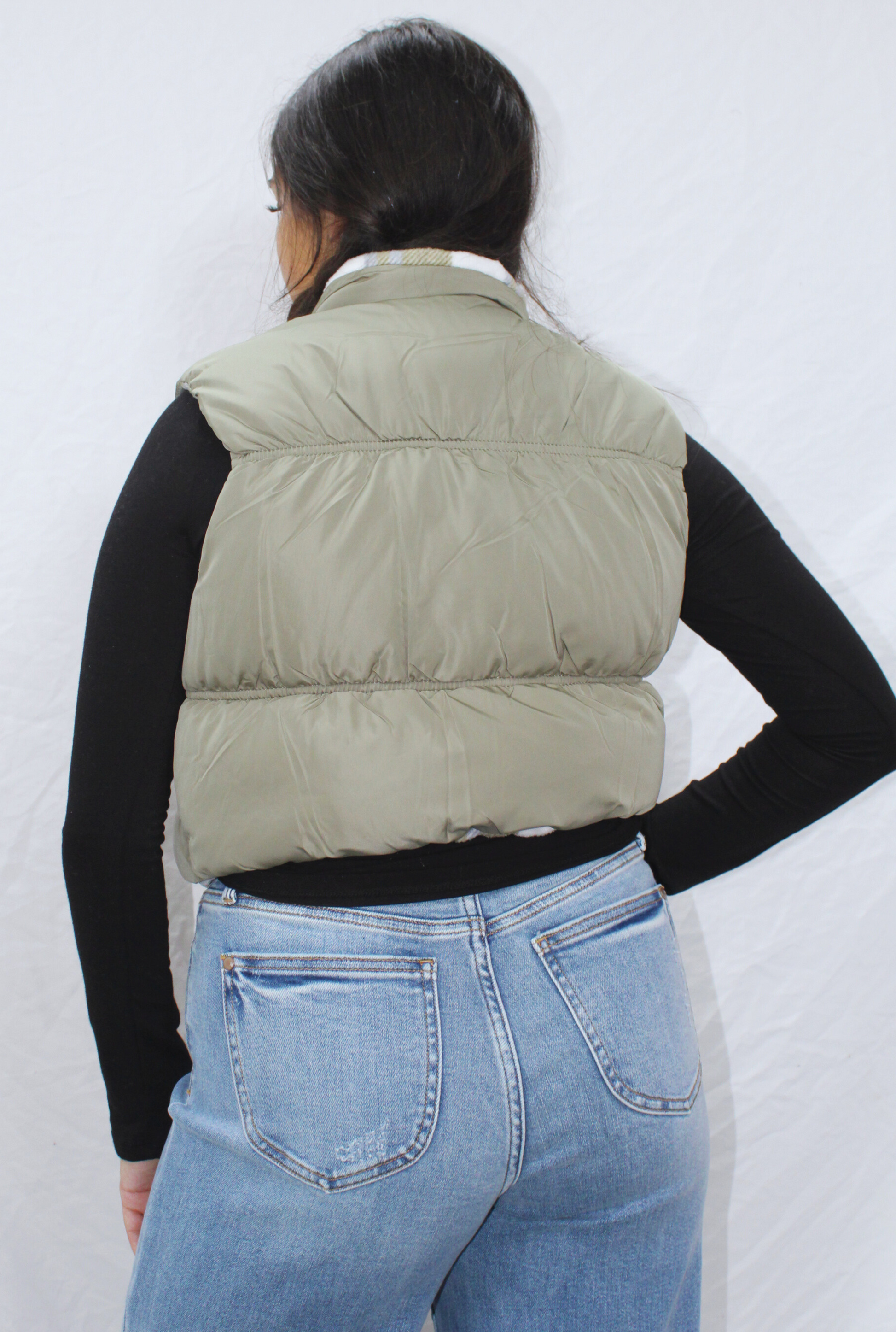OLIVE REVERSIBLE PUFFER VEST
