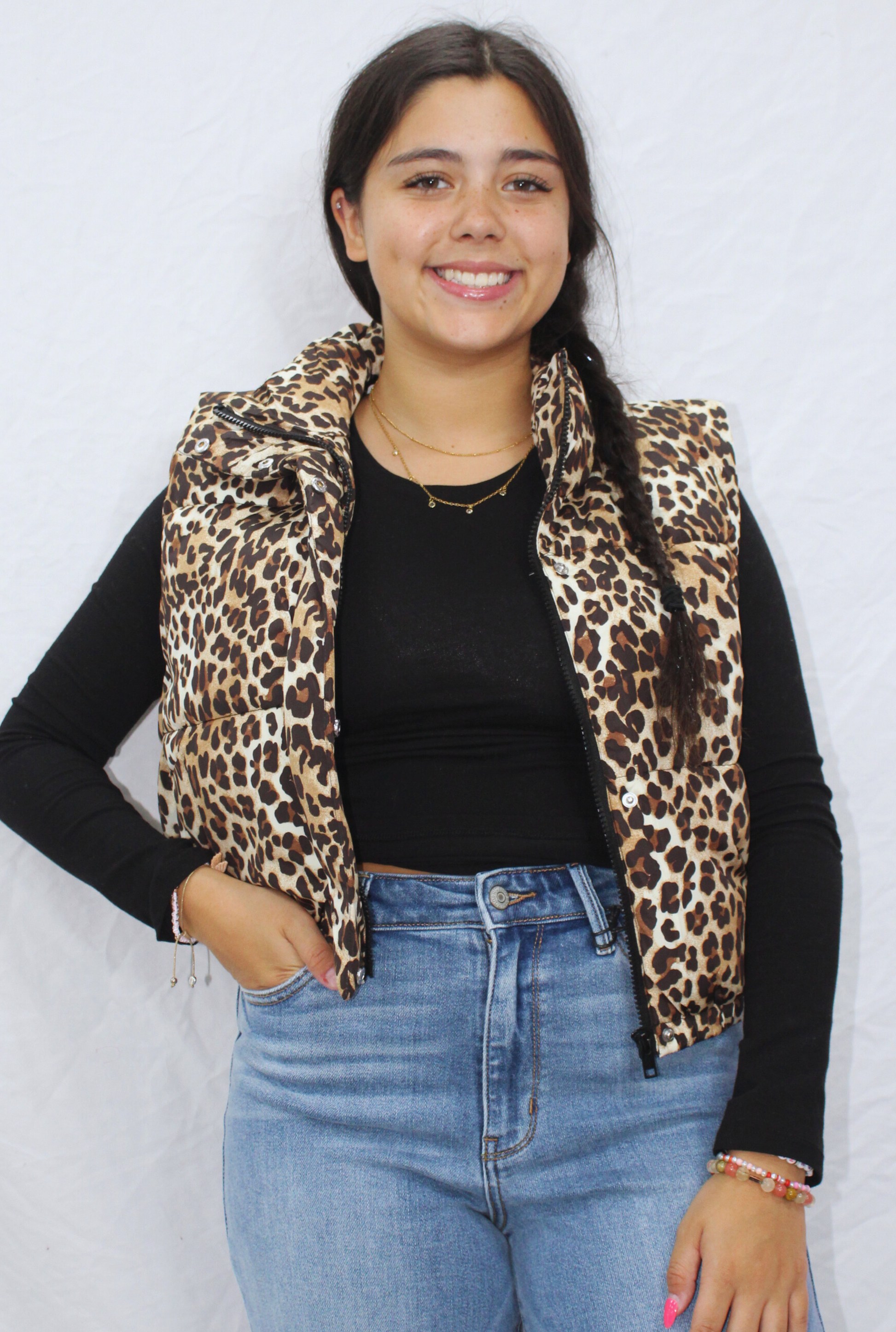 LEOPARD PUFFER VEST