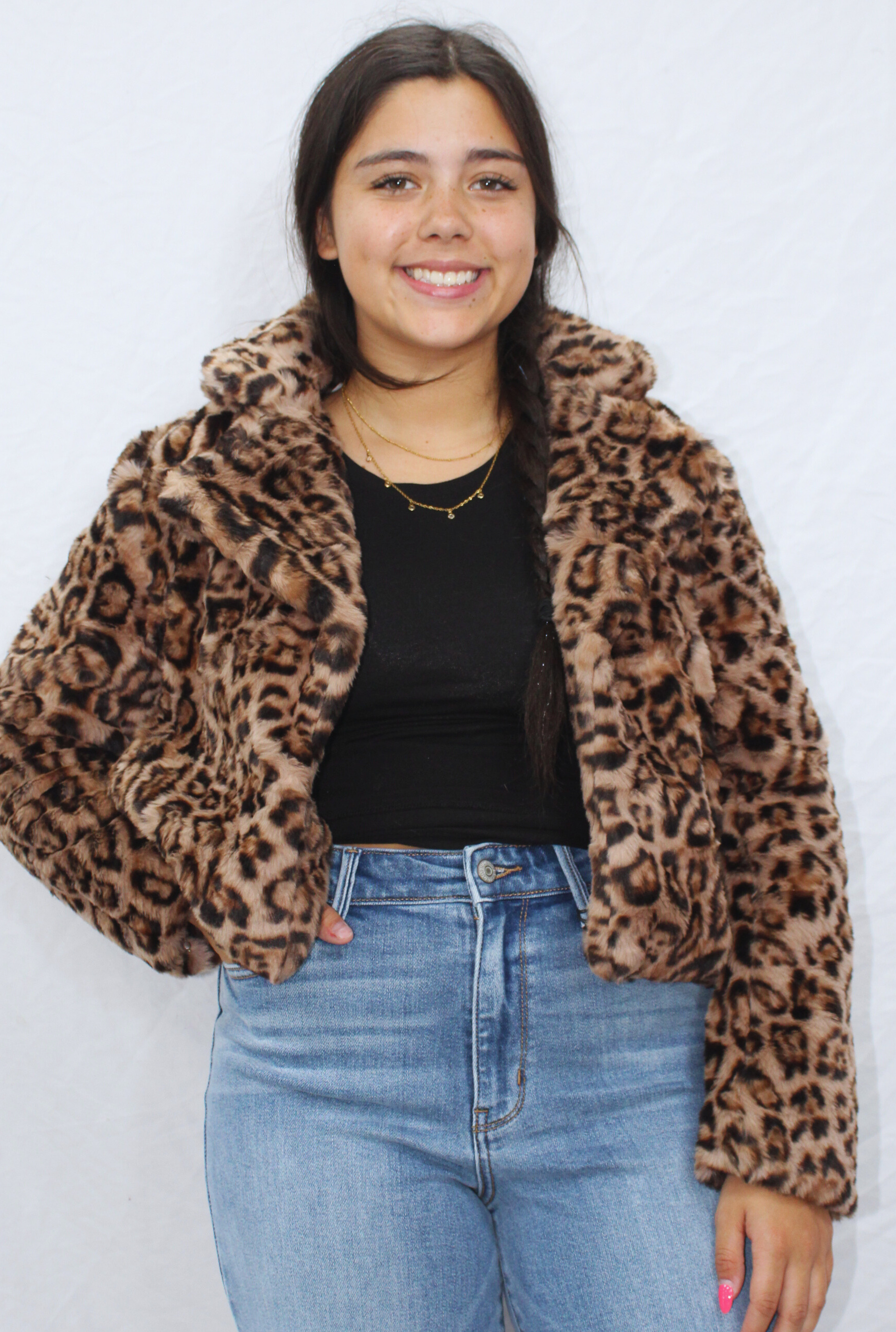 LEOPARD FAUX FUR JACKET