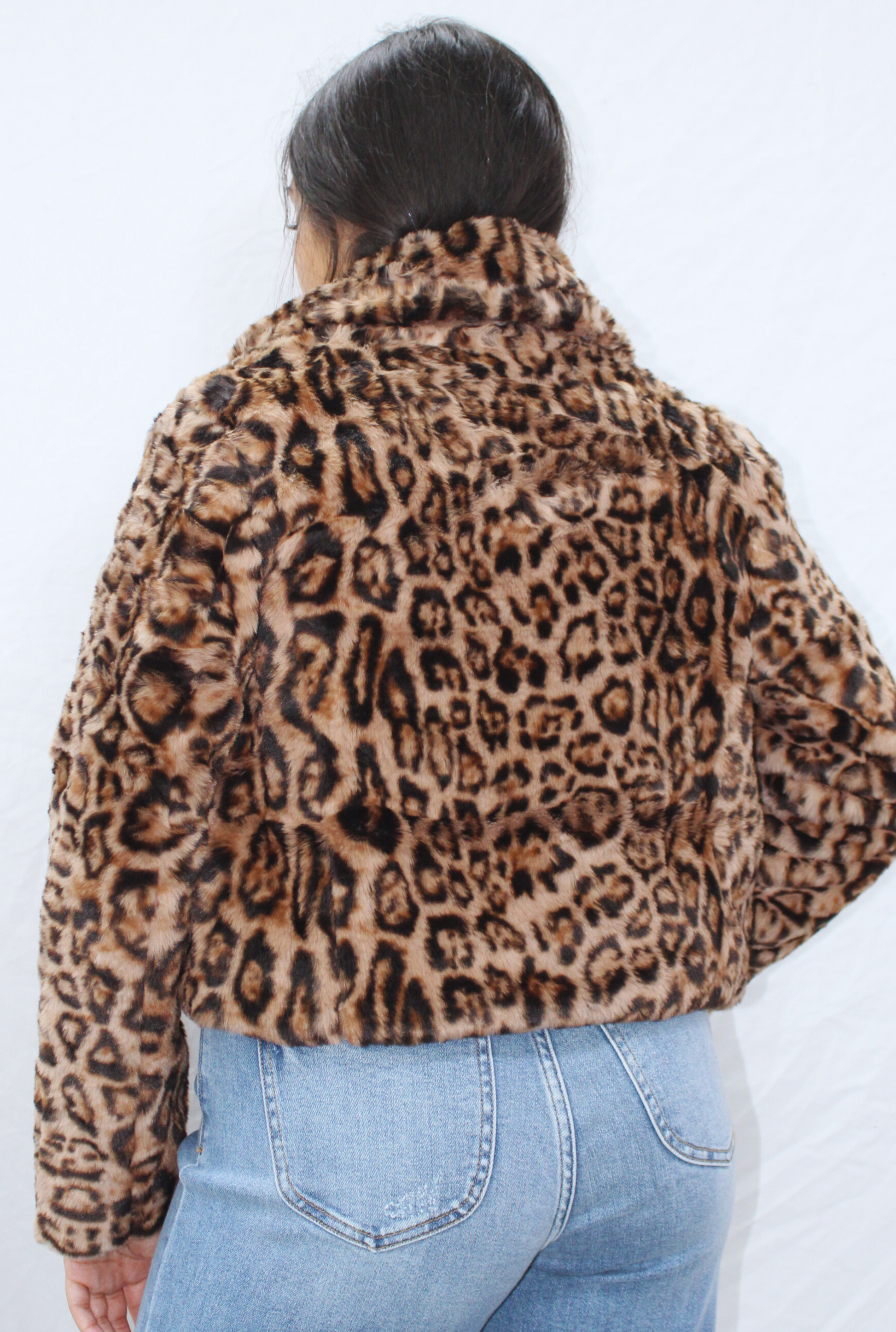 LEOPARD FAUX FUR JACKET