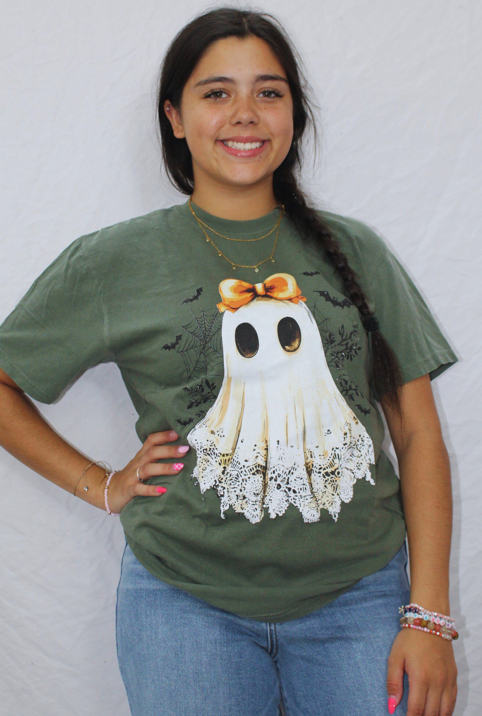 GREEN LACE GHOST GRAPHIC TEE