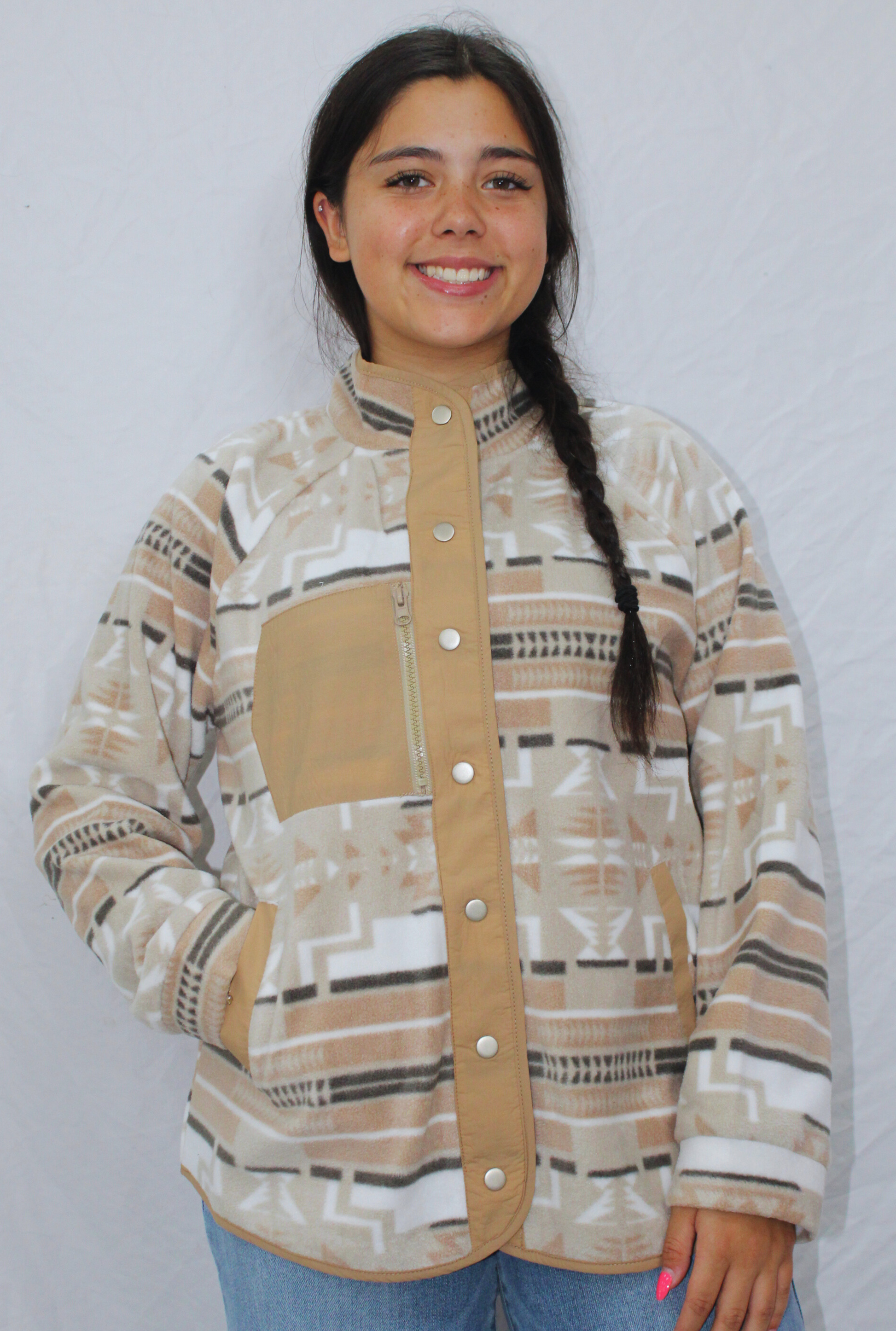 TAUPE COZY AZTEC JACKET