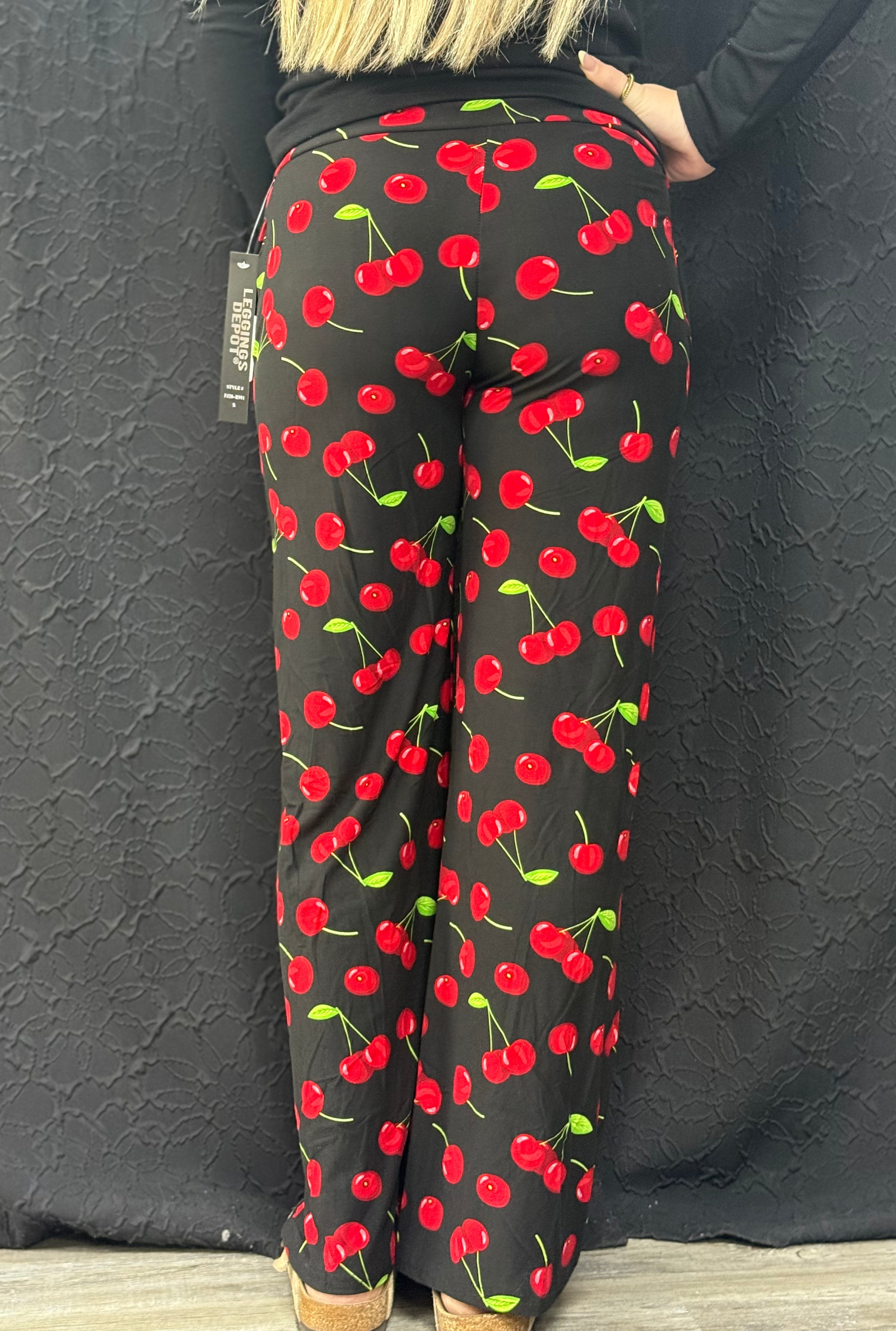 Cherry Buttery Soft Print Pajama Pants with Drawstring