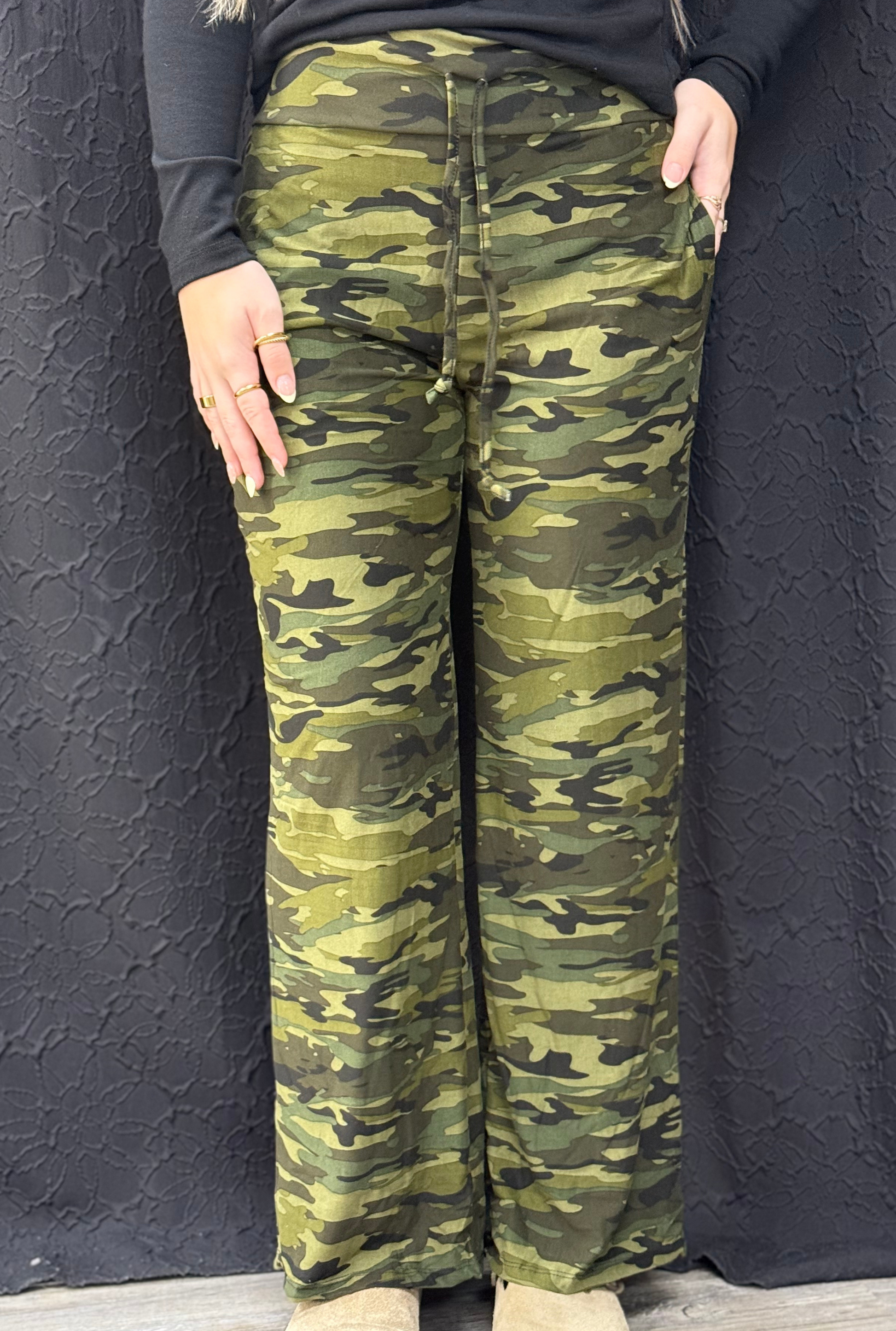 Camo Buttery Soft Print Pajama Pants with Drawstring