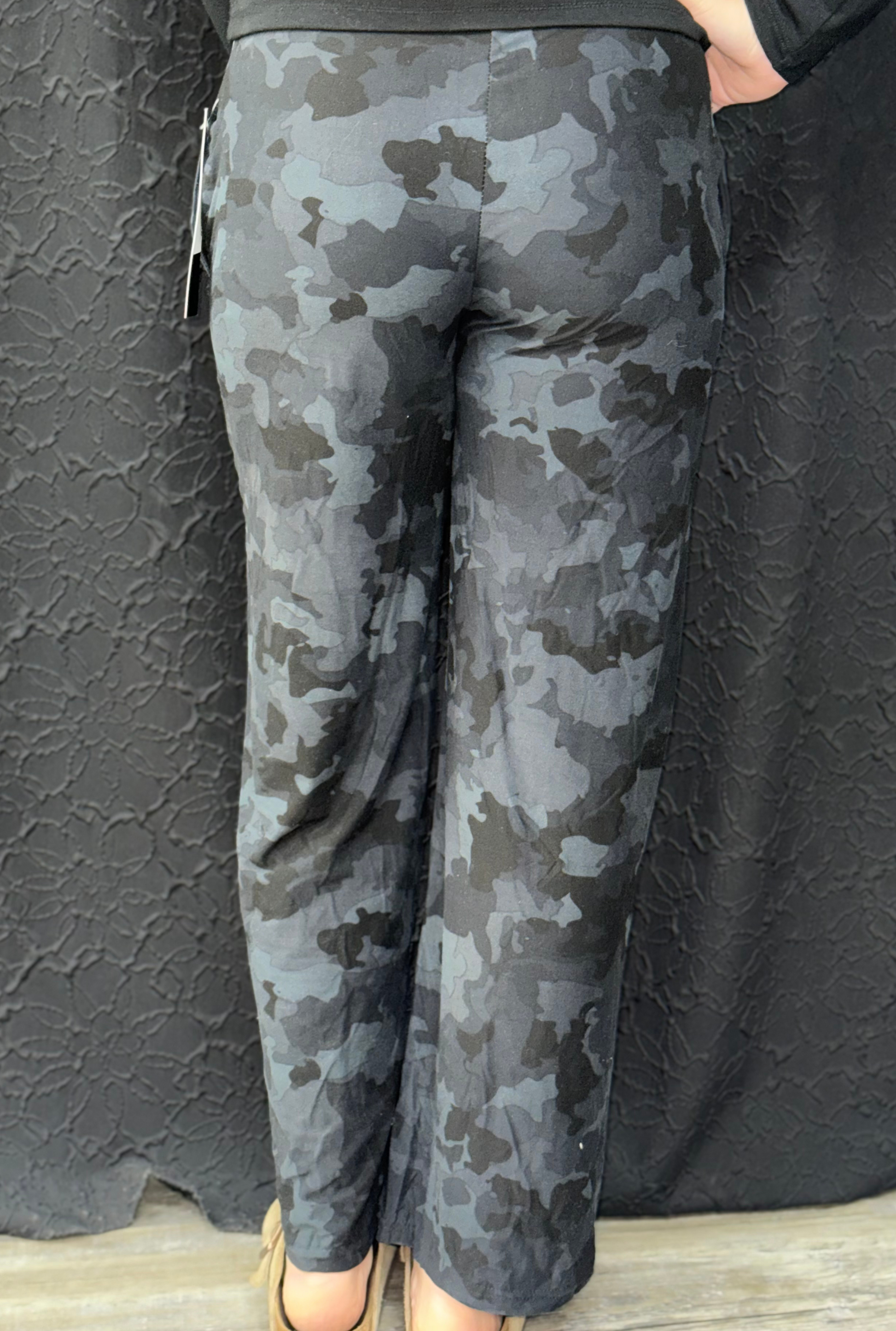 Black Camo Buttery Soft Print Pajama Pants with Drawstring