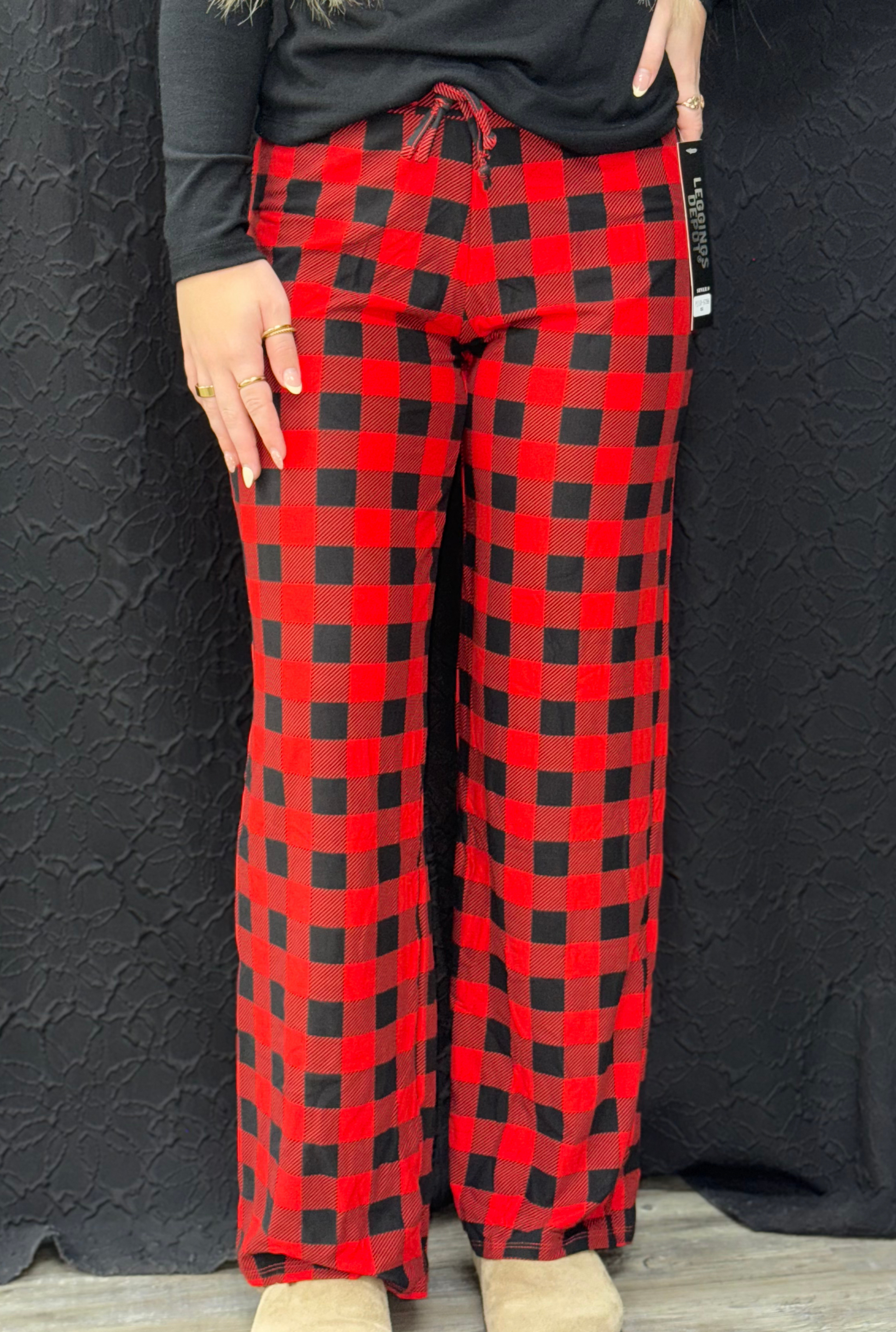 Plaid Buttery Soft Print Pajama Pants with Drawstring