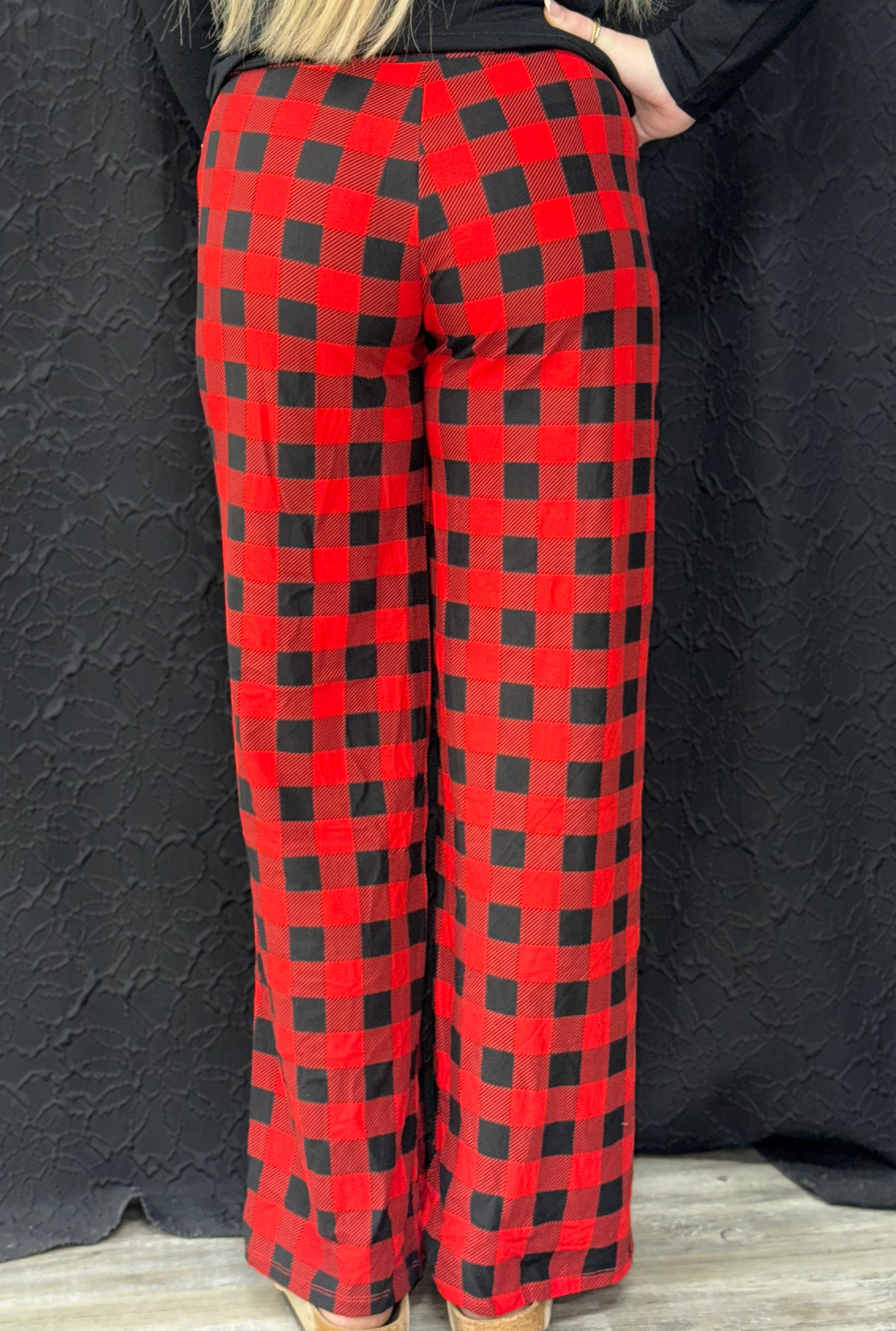 Plaid Buttery Soft Print Pajama Pants with Drawstring
