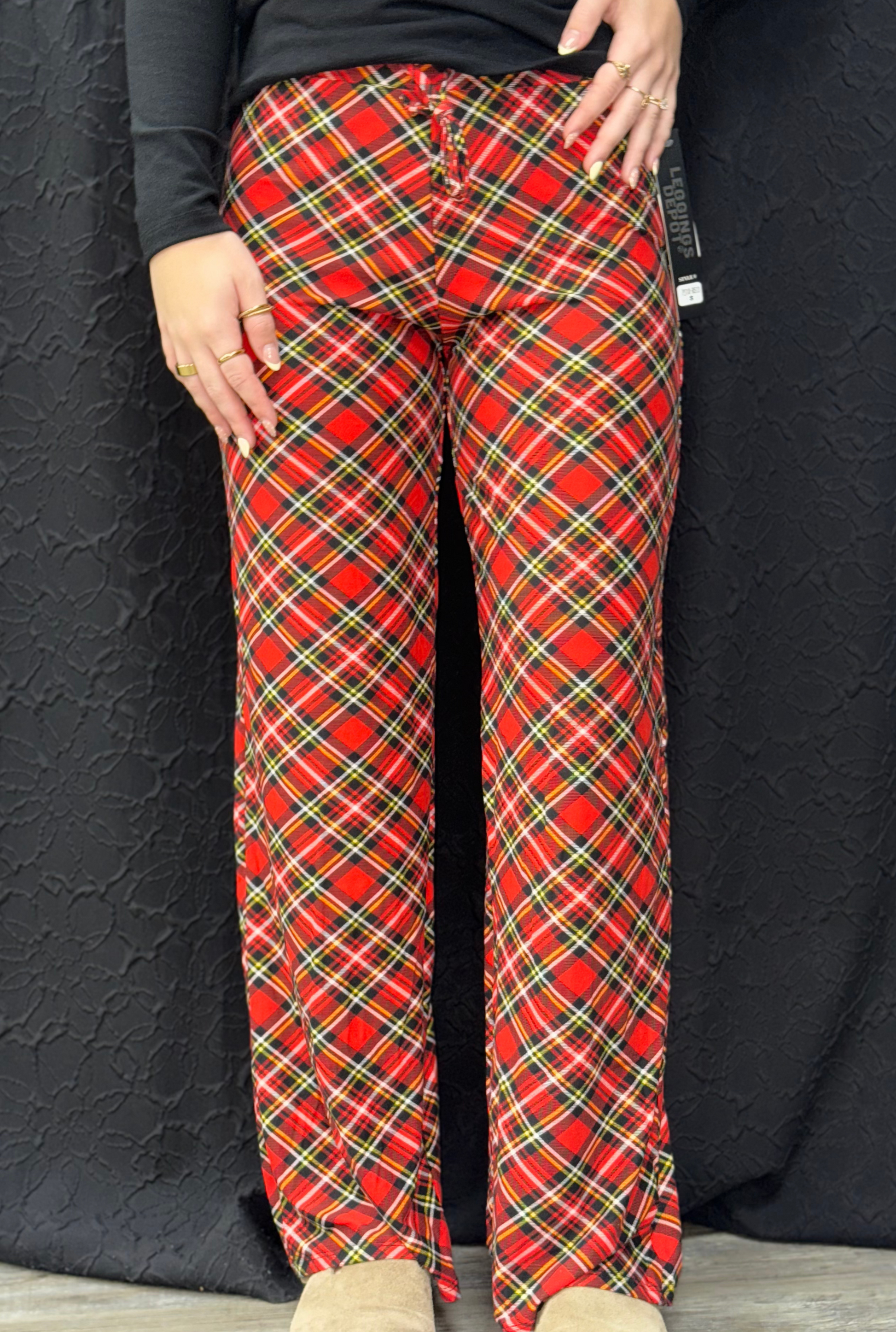 Christmas Plaid Buttery Soft Print Pajama Pants with Drawstring