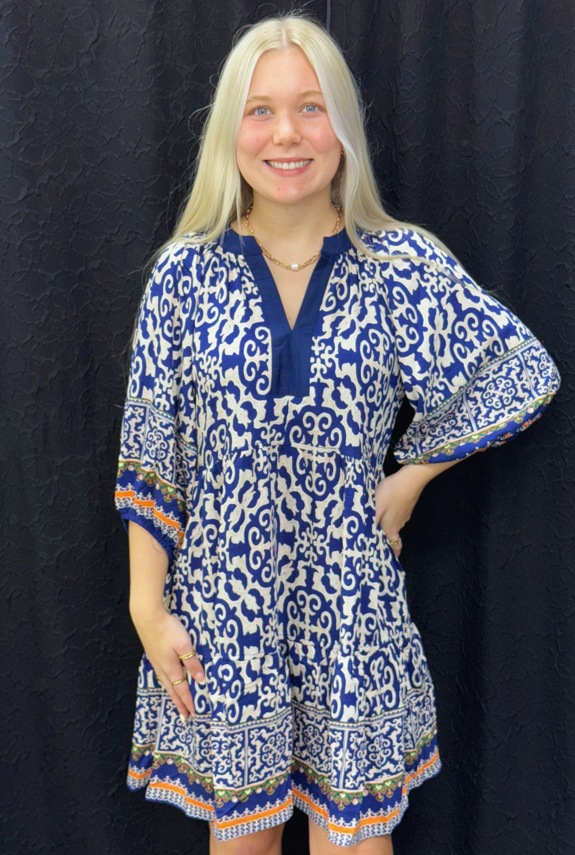 NAVY LILLIAN DRESS