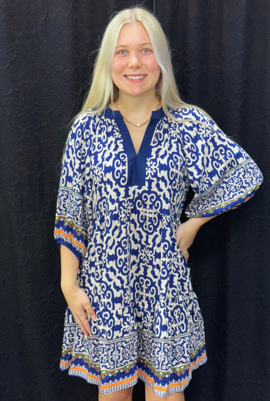 NAVY LILLIAN DRESS
