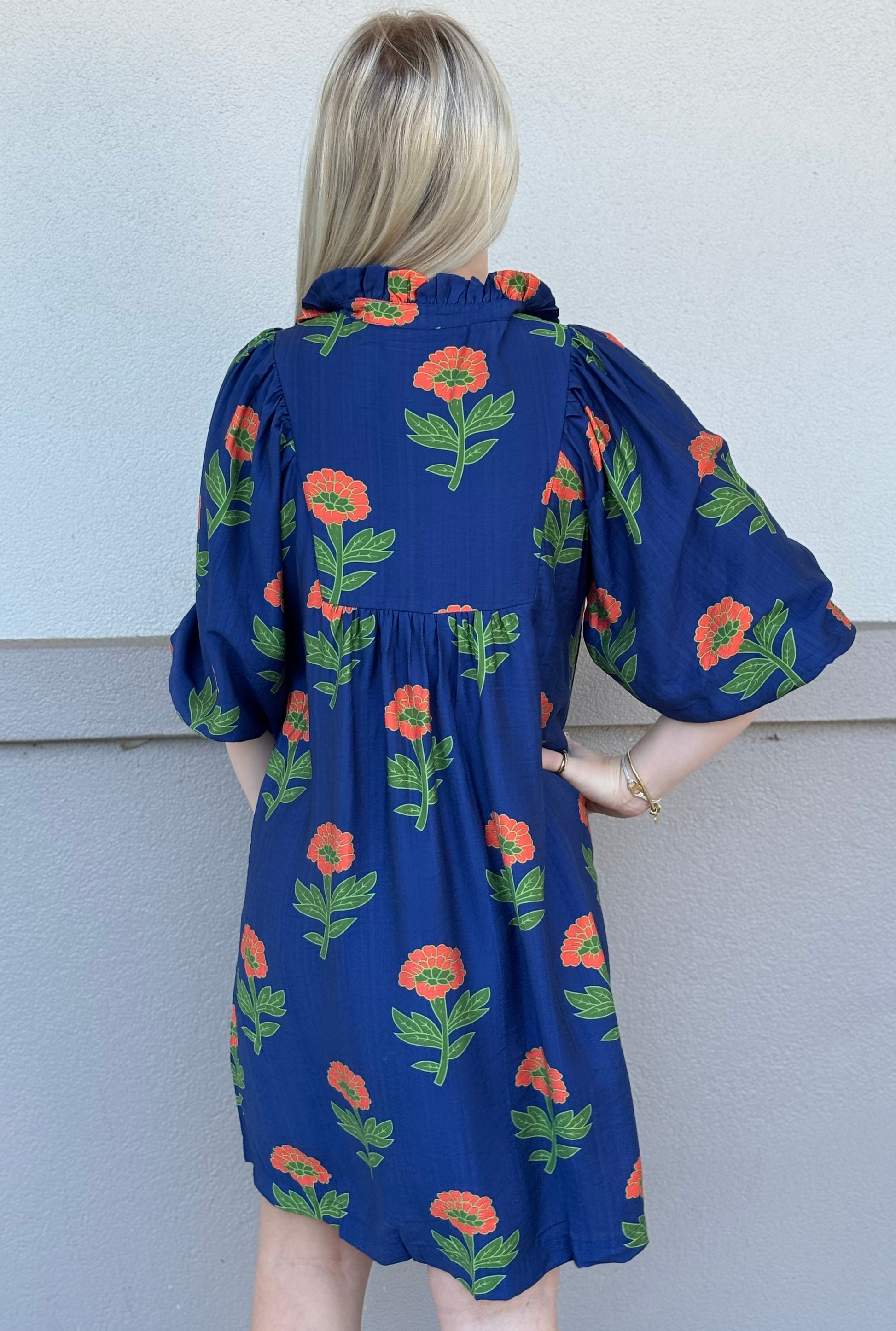NAVY MIXED FLORALS DRESS