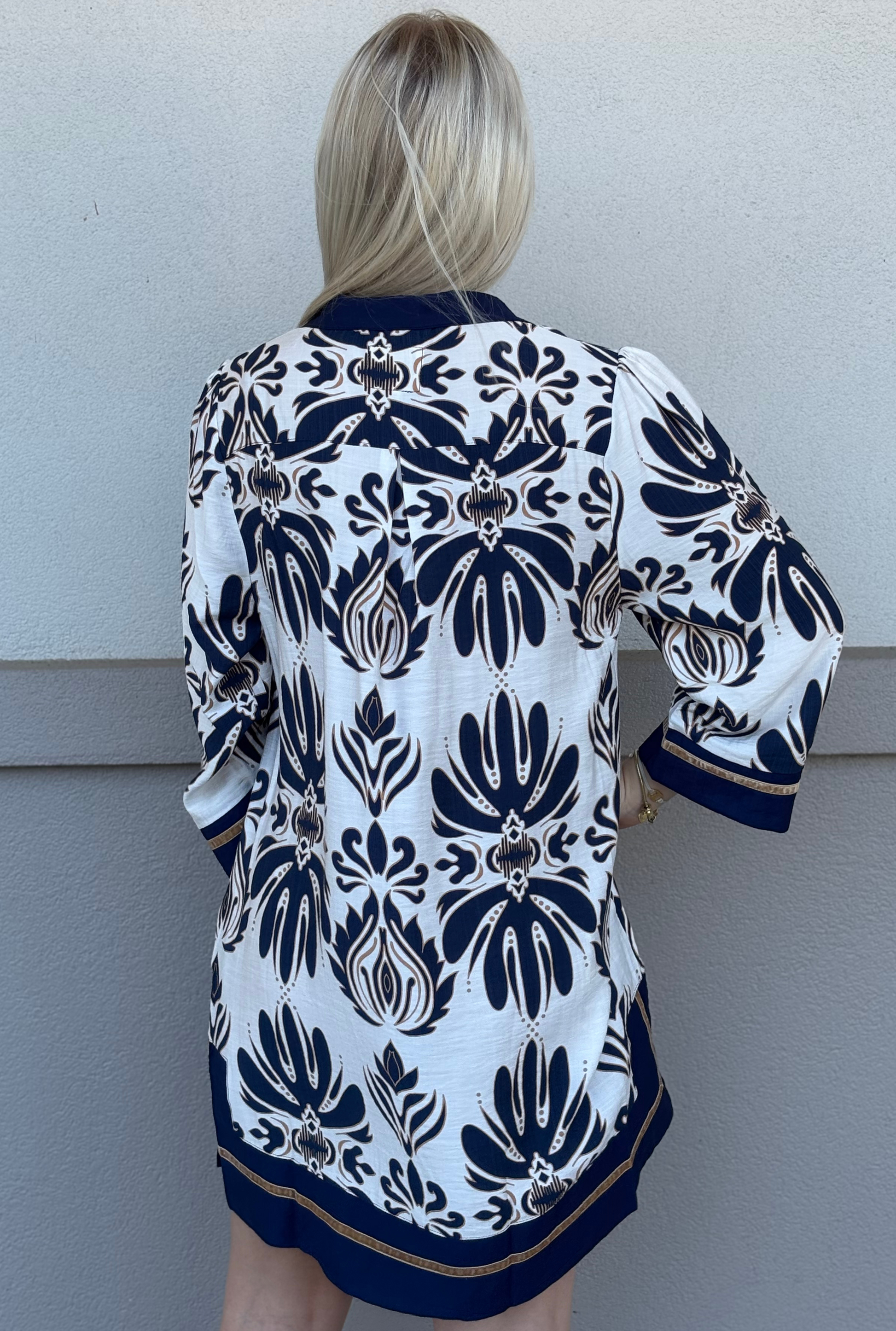 NAVY FLORAL TUNIC DRESS