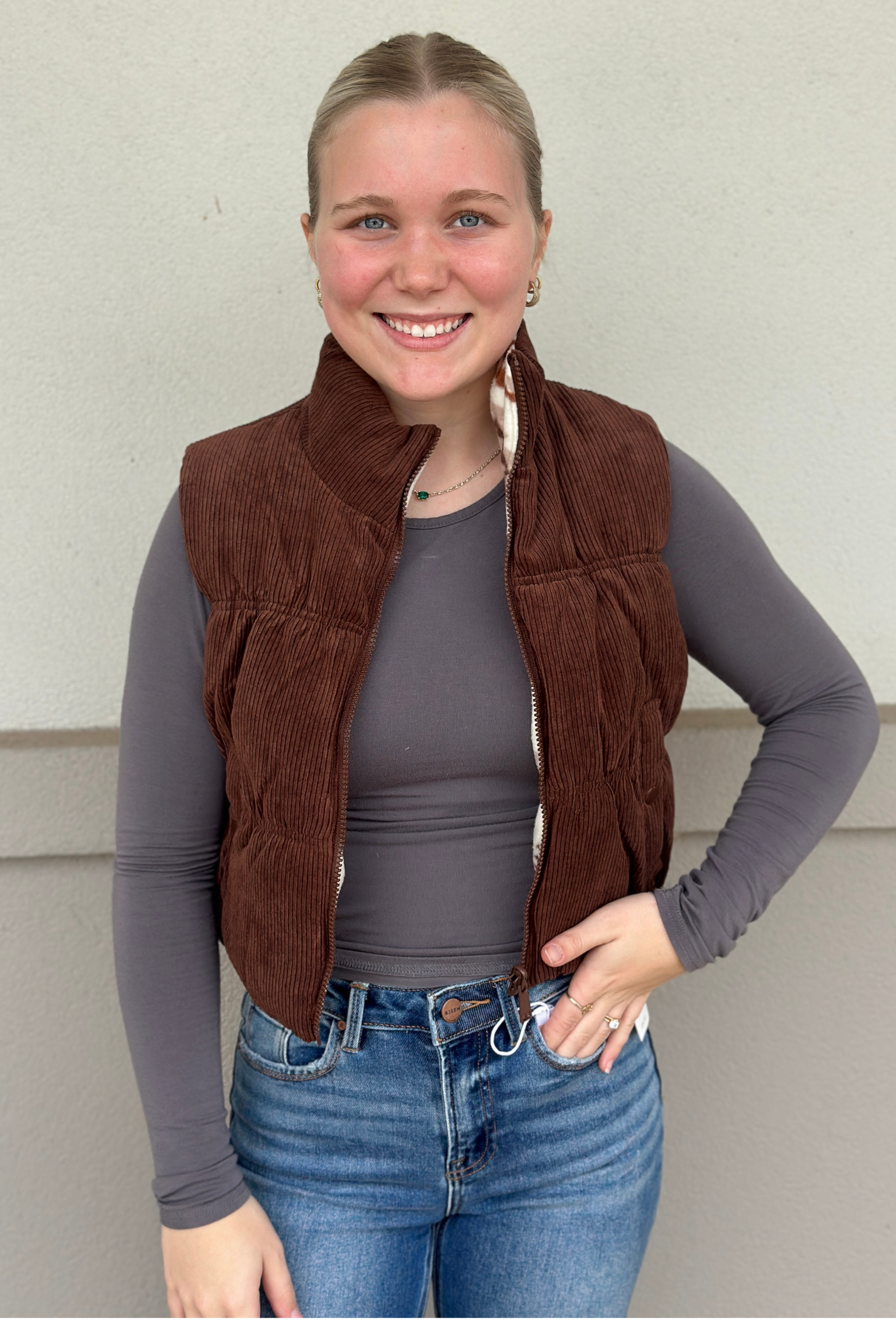 BROWN AZTEC REVERSIBLE PUFFER