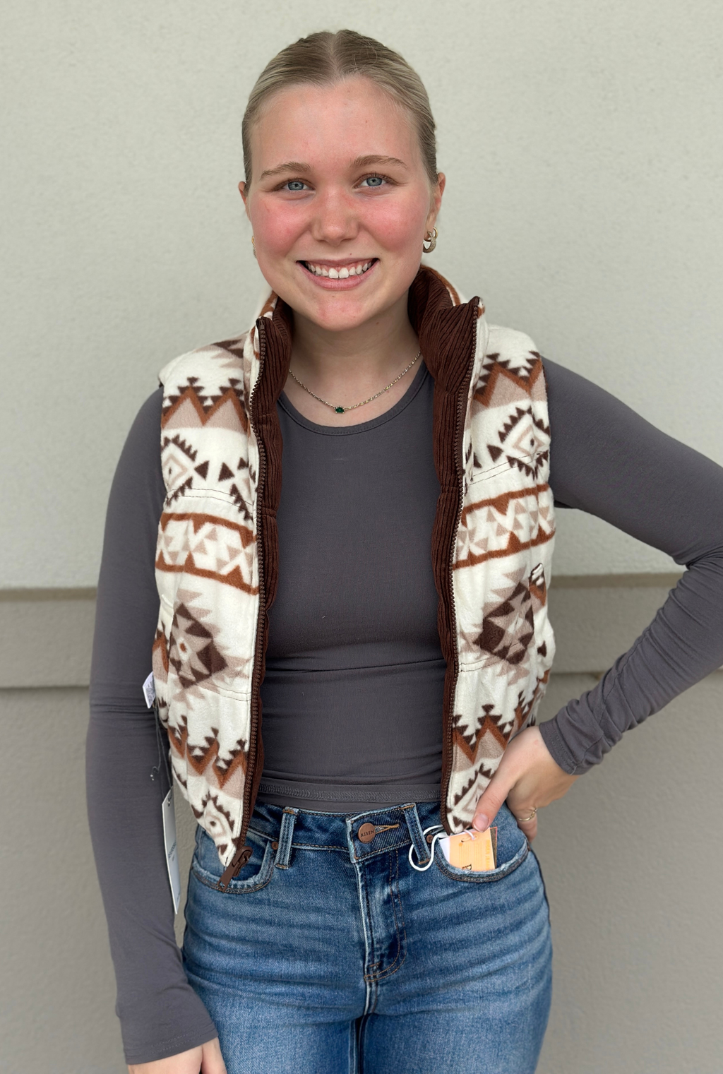 BROWN AZTEC REVERSIBLE PUFFER