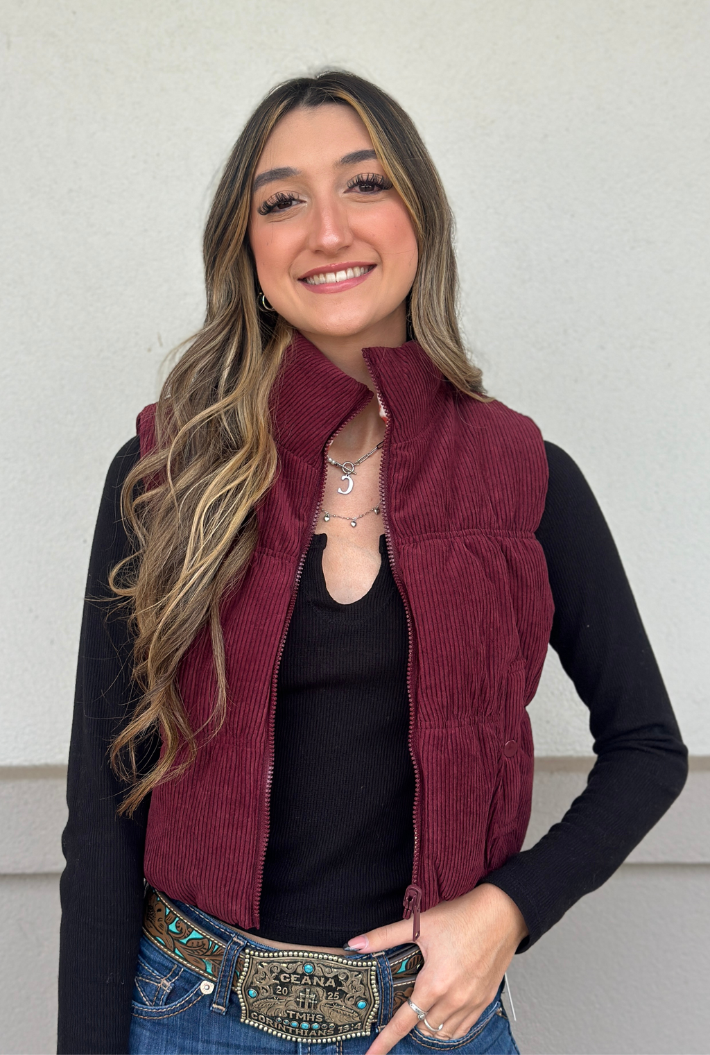 BURGUNDY AZTEC REVERSIBLE PUFFER