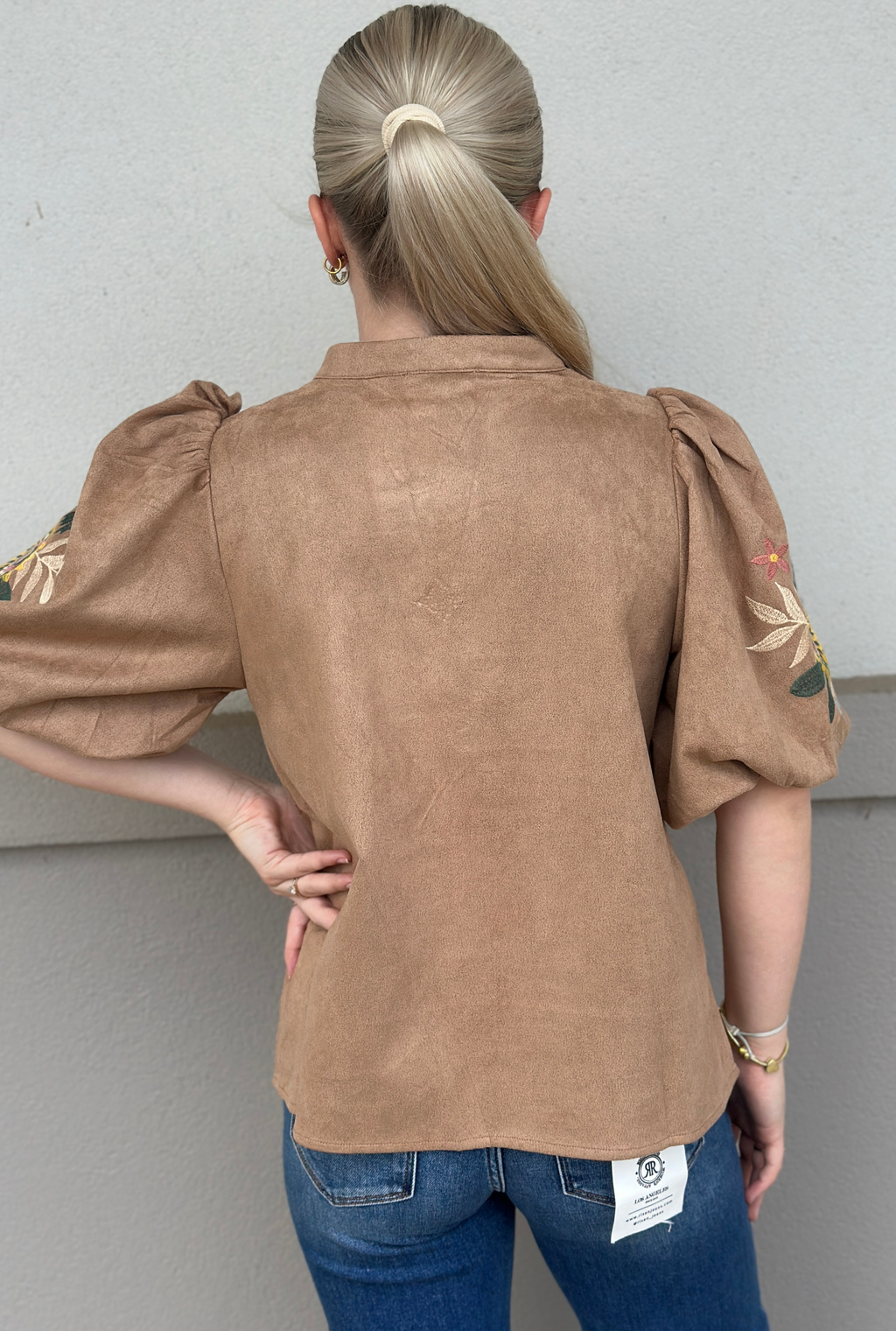 CAMEL FAUX SUEDE TOP