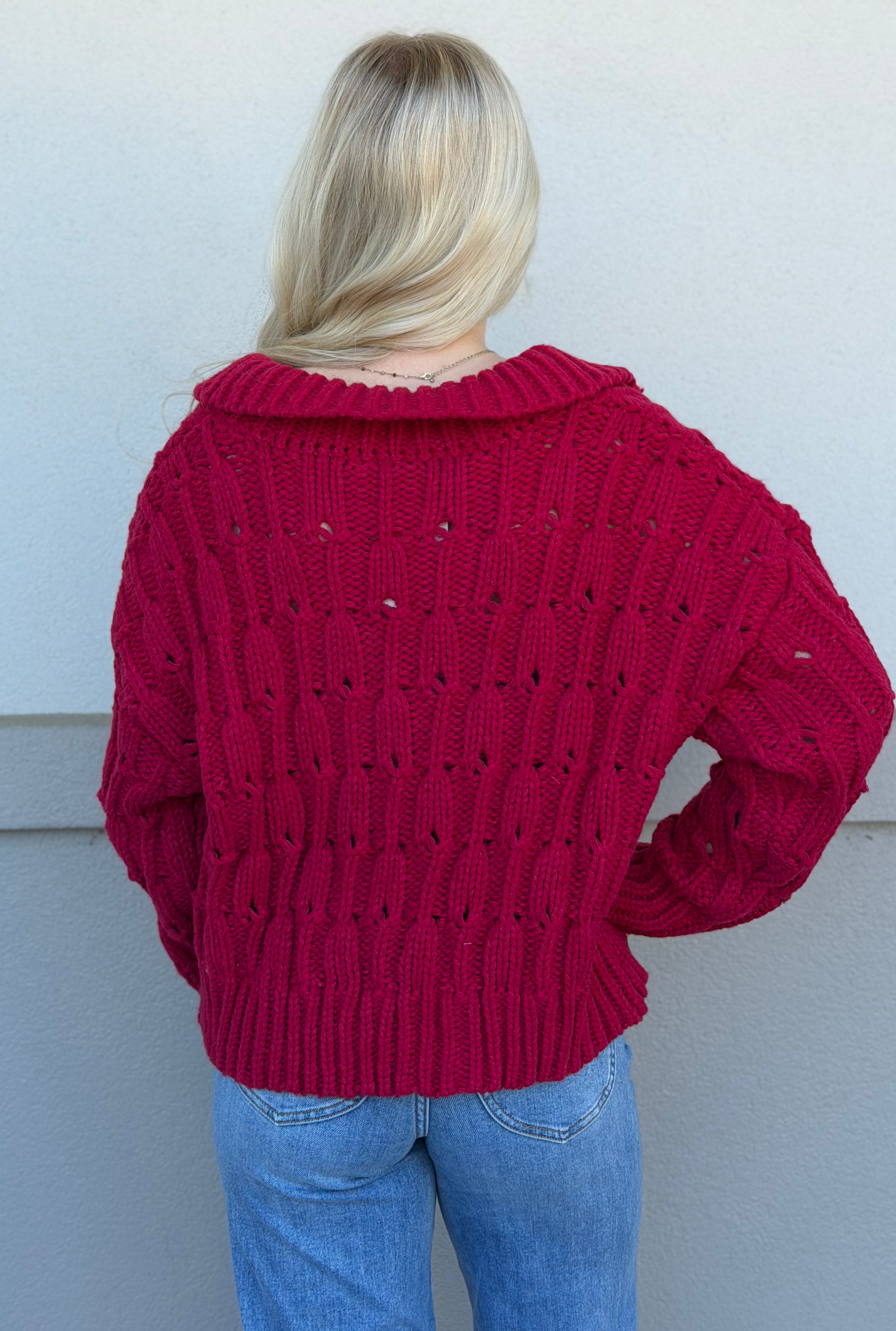 BURGUNDY COZY SWEATER TOP